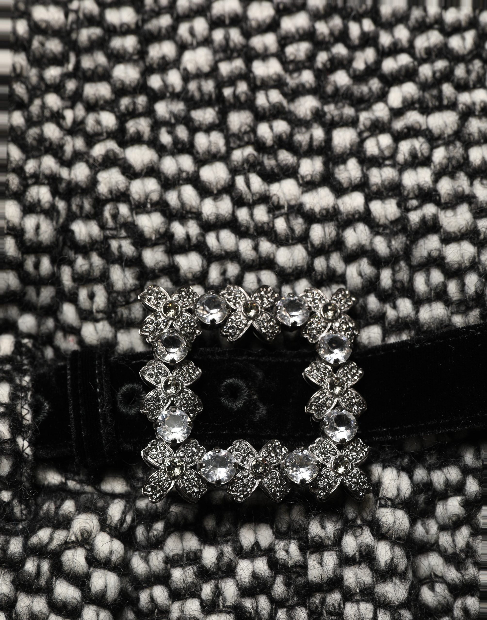 Dolce & Gabbana Black White Tweed High Waist Pleated Women's Skirt