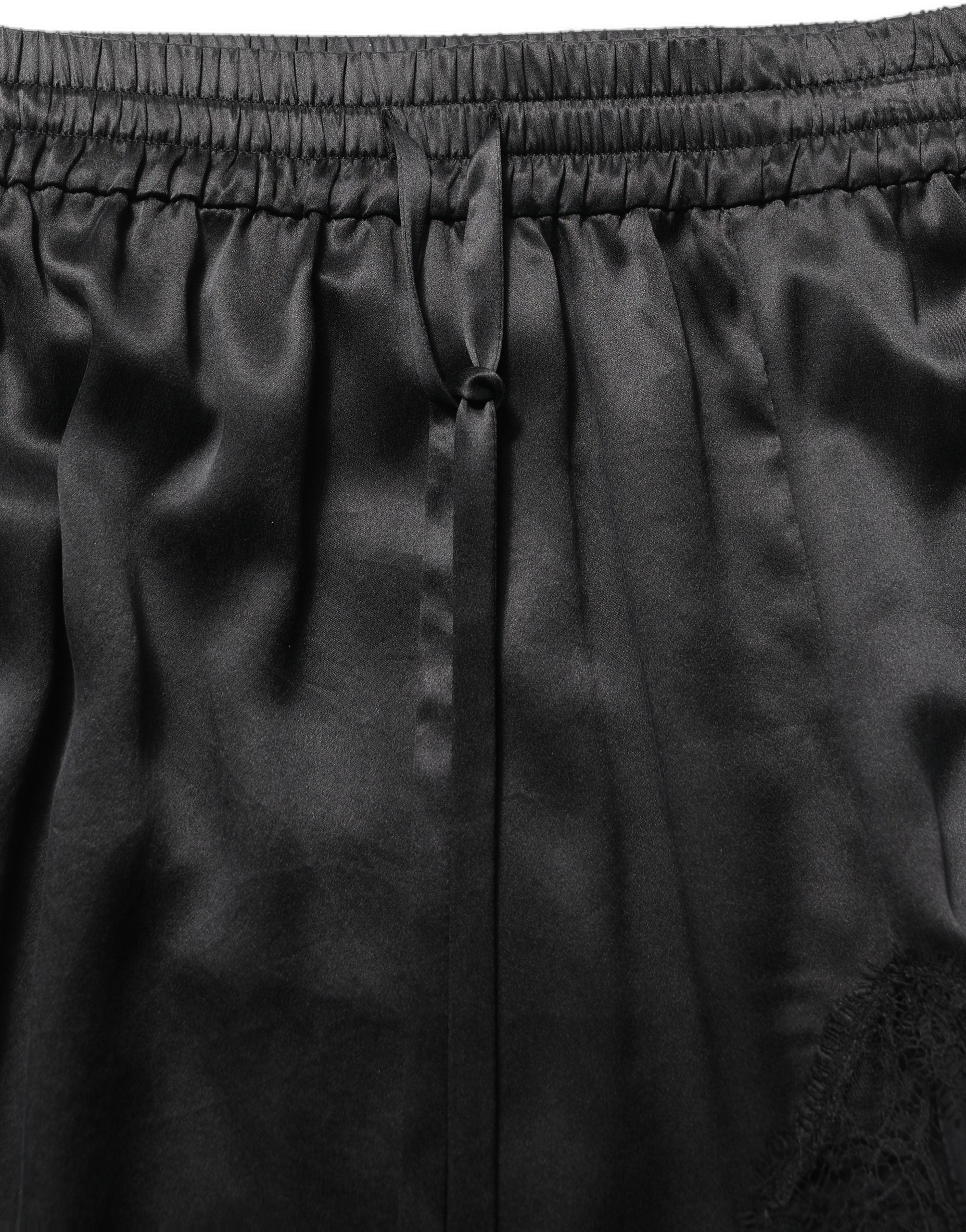 Dolce & Gabbana Black Lace Trimmed Satin Side Slit Women's Skirt