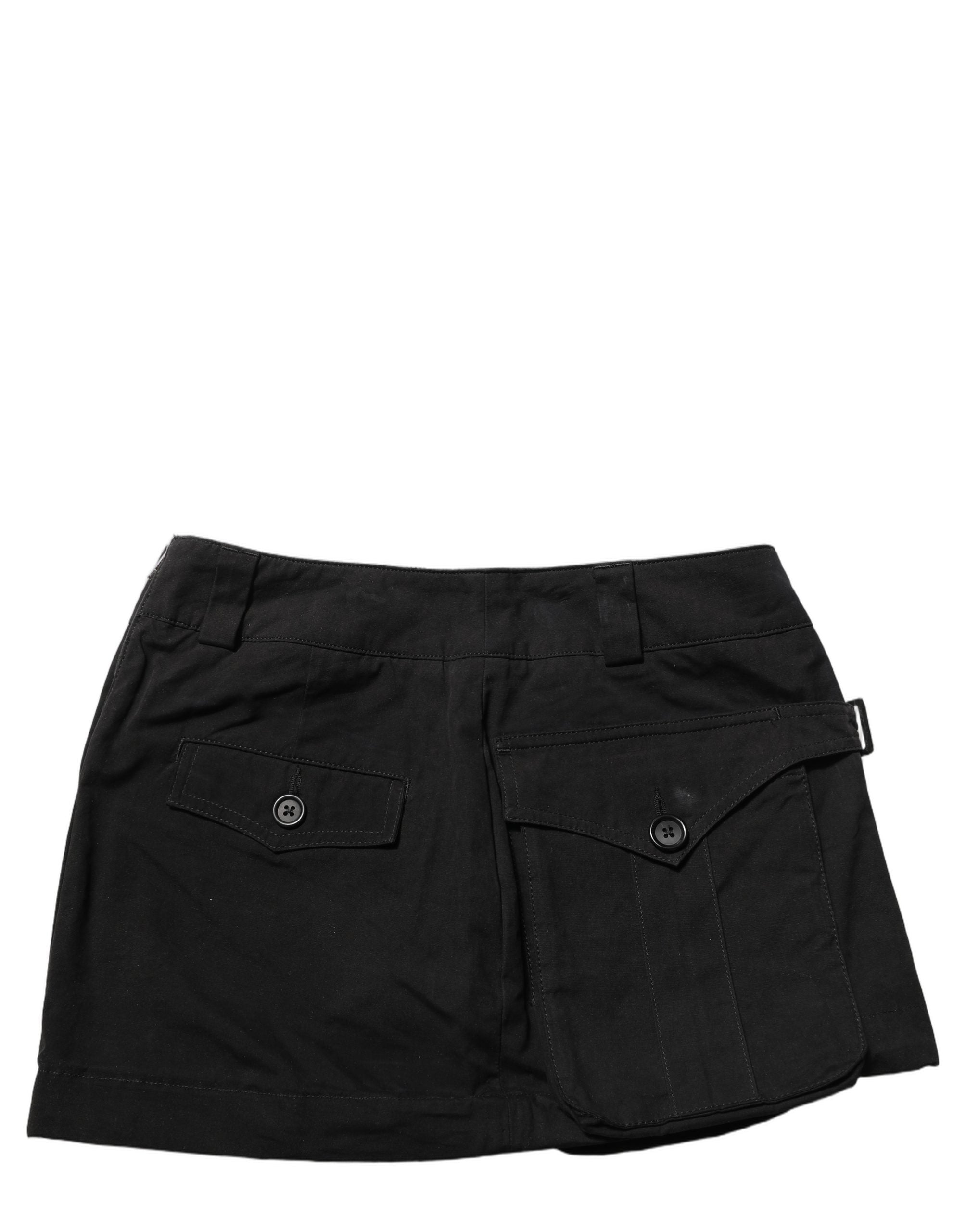 Dolce & Gabbana Black Cotton Mid Waist A-line Mini Women's Skirt