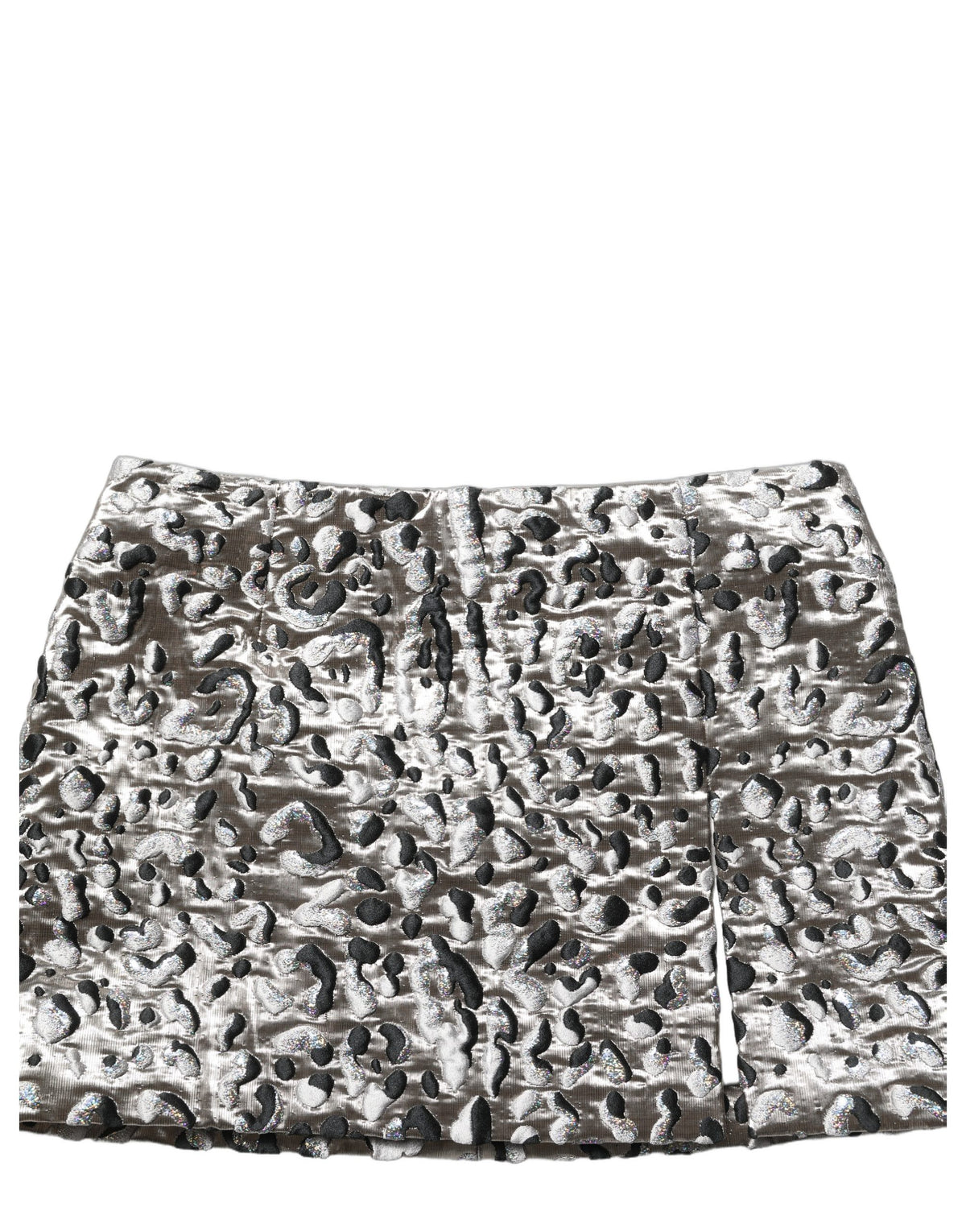 Dolce & Gabbana Silver Leopard Jacquard Mid Waist Mini Women's Skirt