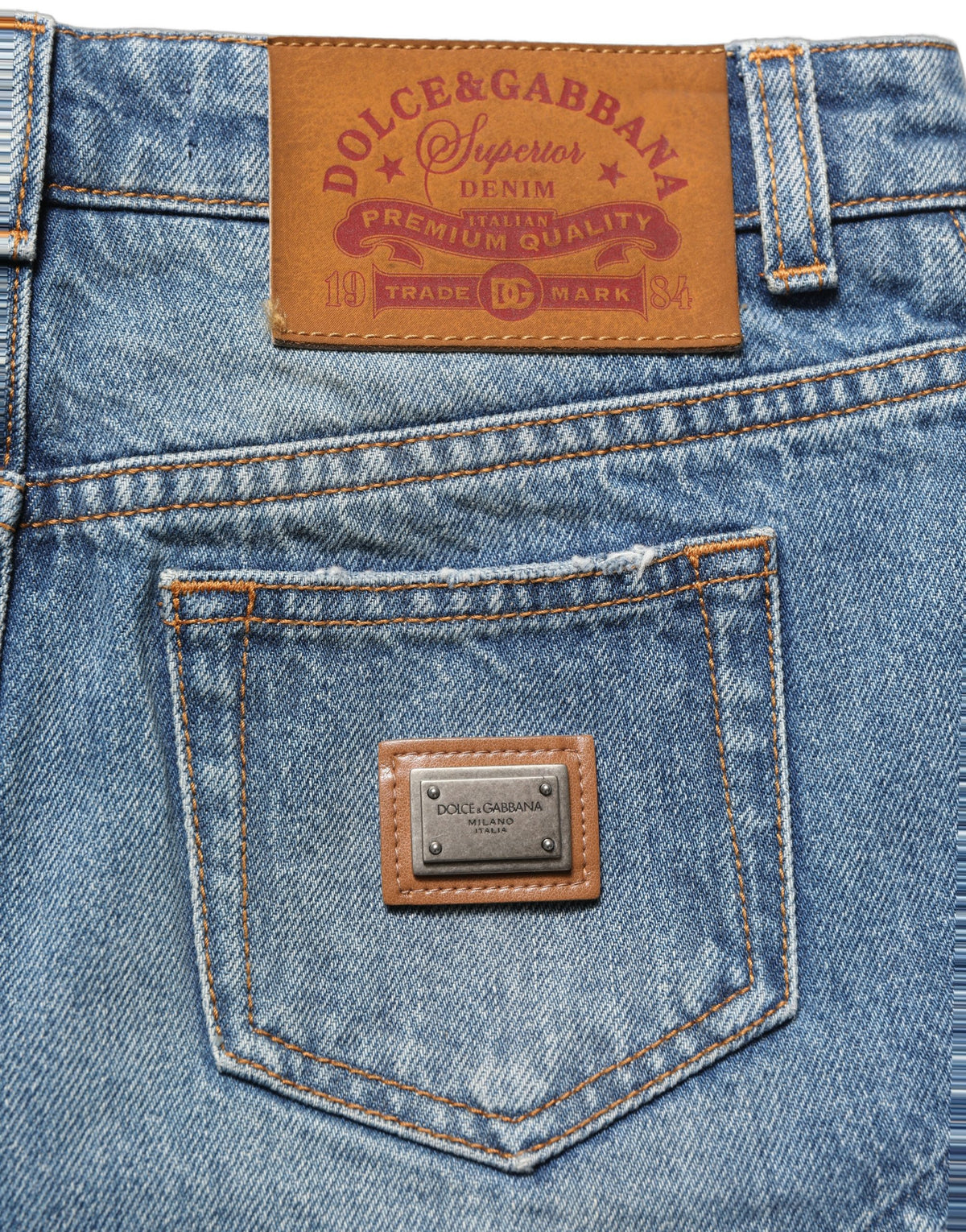 Dolce & Gabbana Blue Cotton High Waist Denim Hotpants Women's Shorts