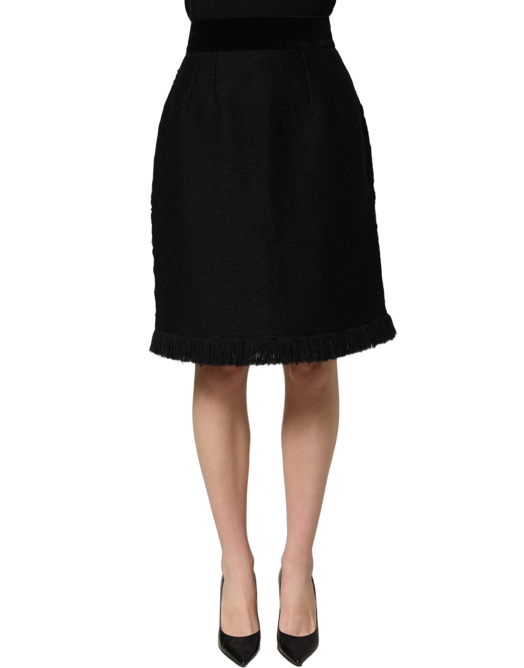 Dolce & Gabbana Black High Waist Pencil Cut Knee Length Women's Skirt (Pre-Owned)