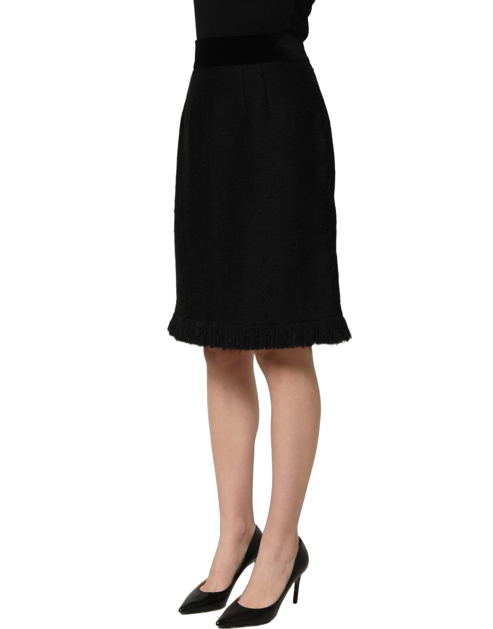 Dolce & Gabbana Black High Waist Pencil Cut Knee Length Women's Skirt (Pre-Owned)