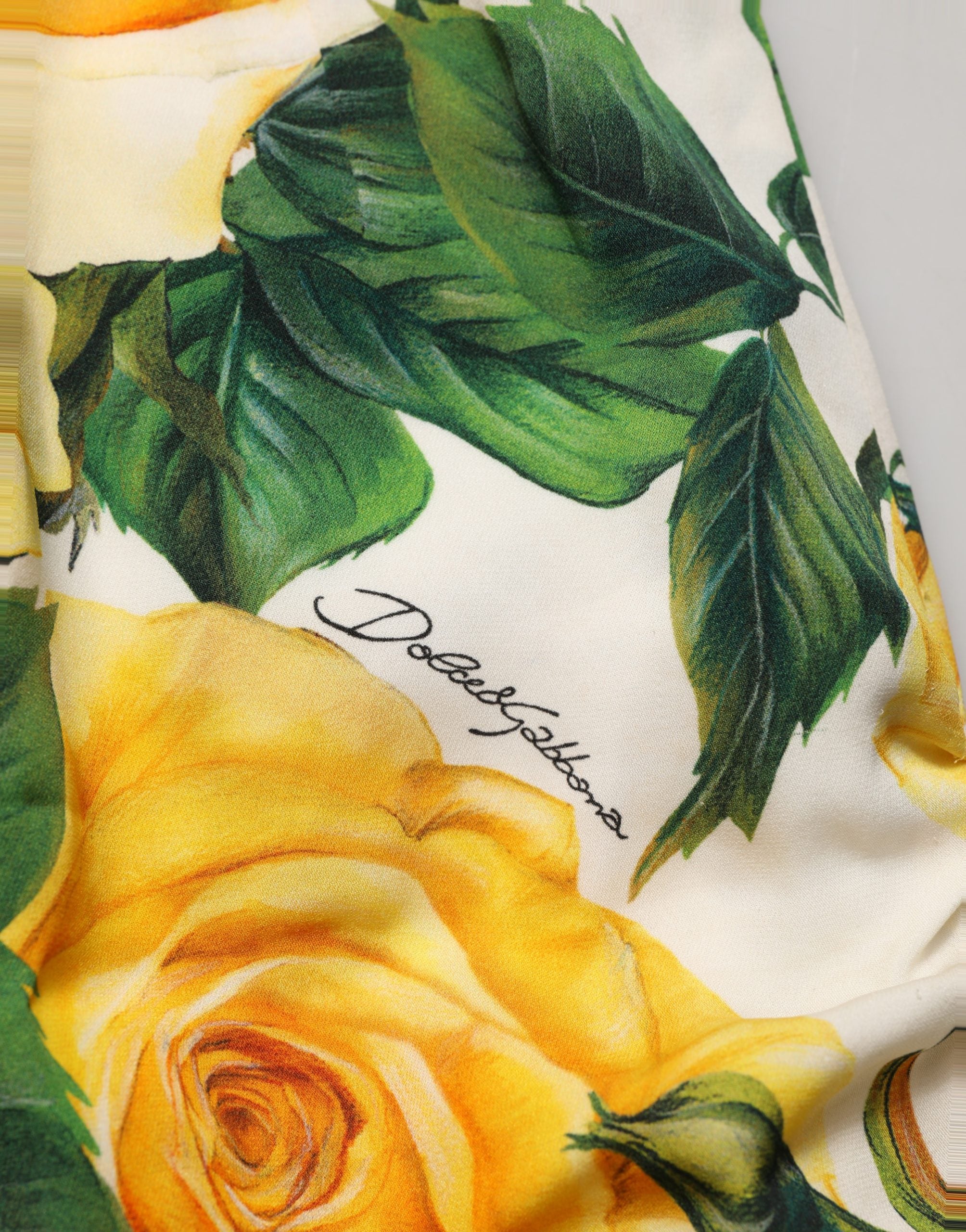 Dolce & Gabbana White Rose Print HighWaist Sheath Mini Women's Skirt (Pre-Owned)