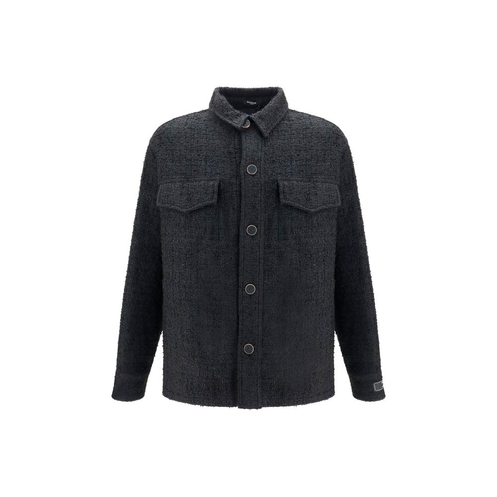Balmain Black Cotton Shell Men's Jacket