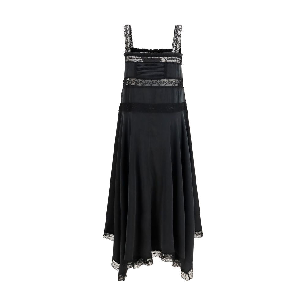 Ganni Black Silk Casual Women's Dress