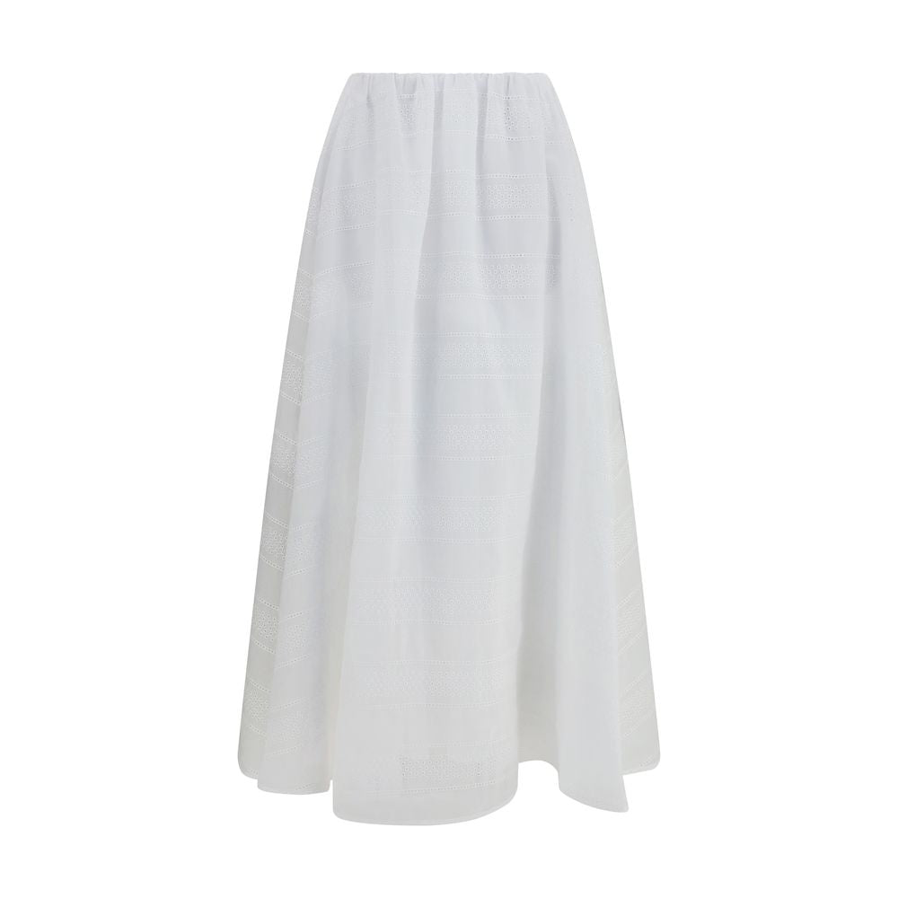 Brunello Cucinelli White Cotton Long Women's Skirt