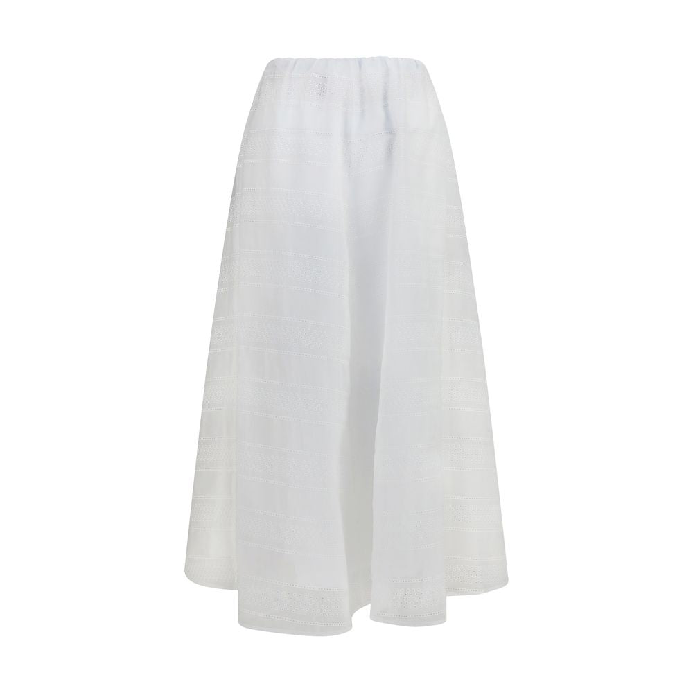 Brunello Cucinelli White Cotton Long Women's Skirt