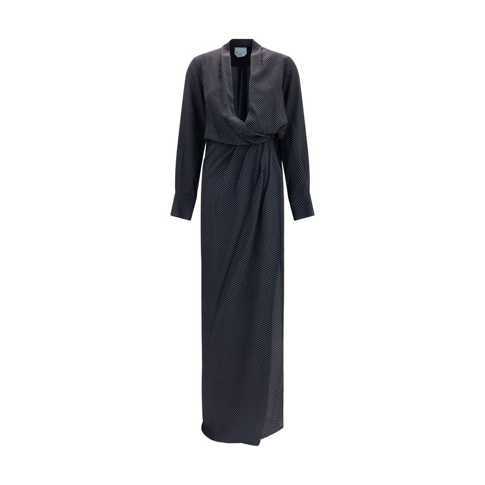 SA SU PHI Black Silk Long Women's Dress