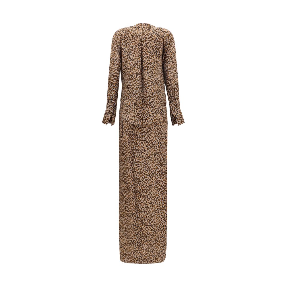 SA SU PHI Beige Silk Long Women's Dress