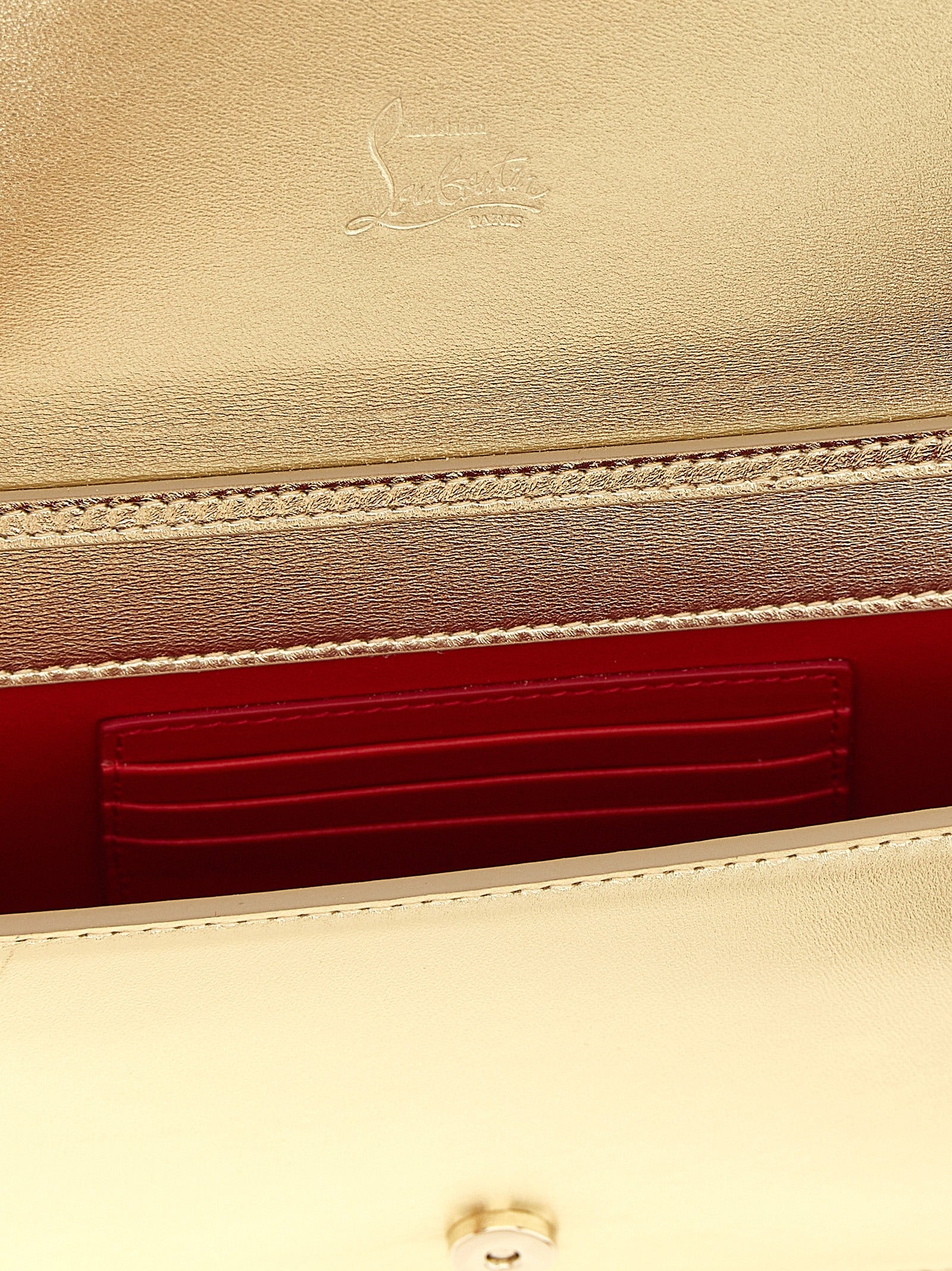 Christian Louboutin Gold Lambskin Clutch Women's Bag