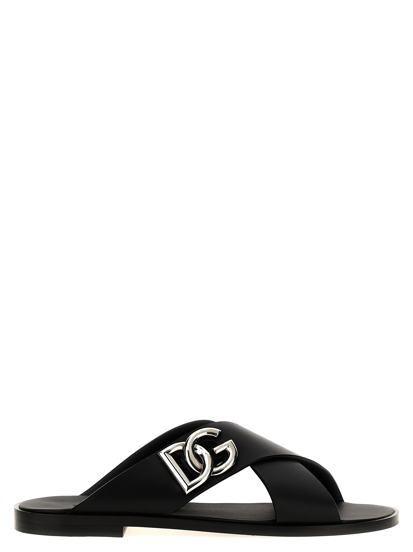 Dolce & Gabbana Black Calfskin Men's Slides