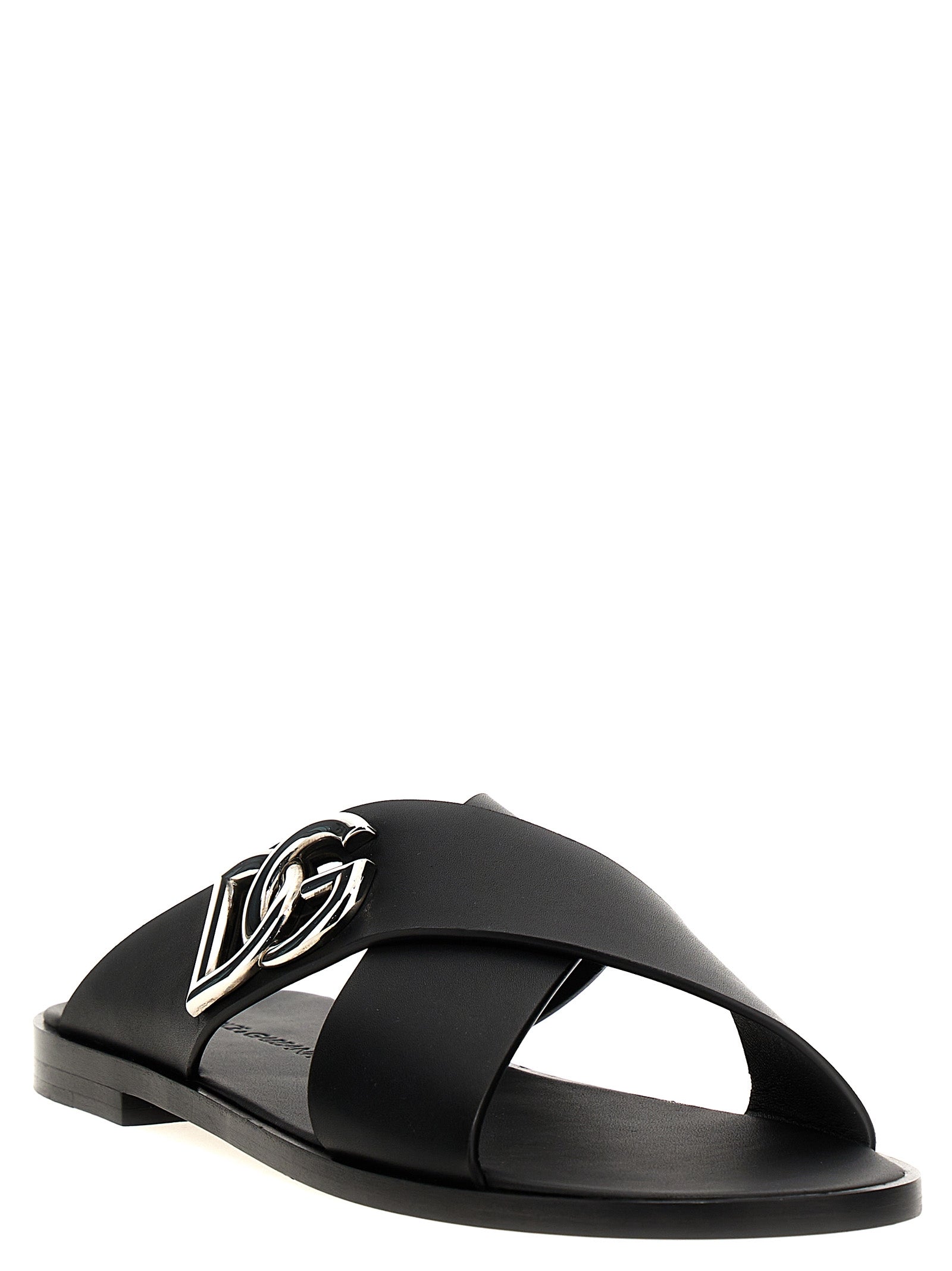 Dolce & Gabbana Black Calfskin Men's Slides