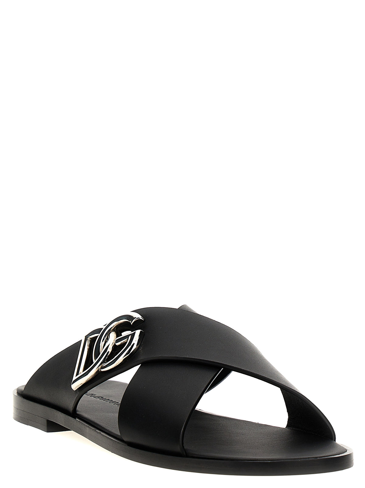 Dolce & Gabbana Black Calfskin Men's Slides