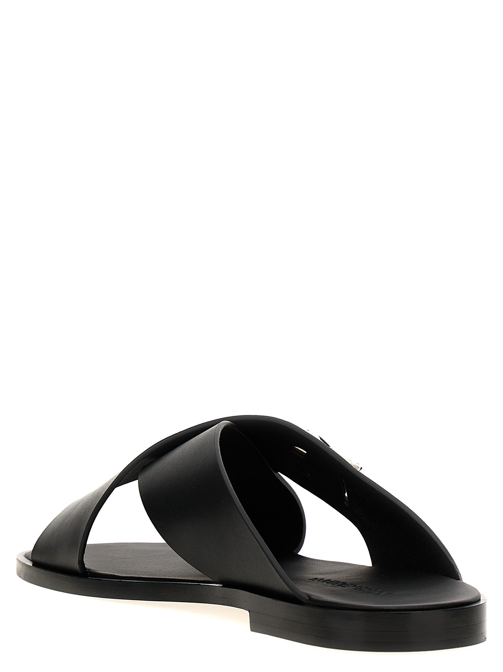 Dolce & Gabbana Black Calfskin Men's Slides