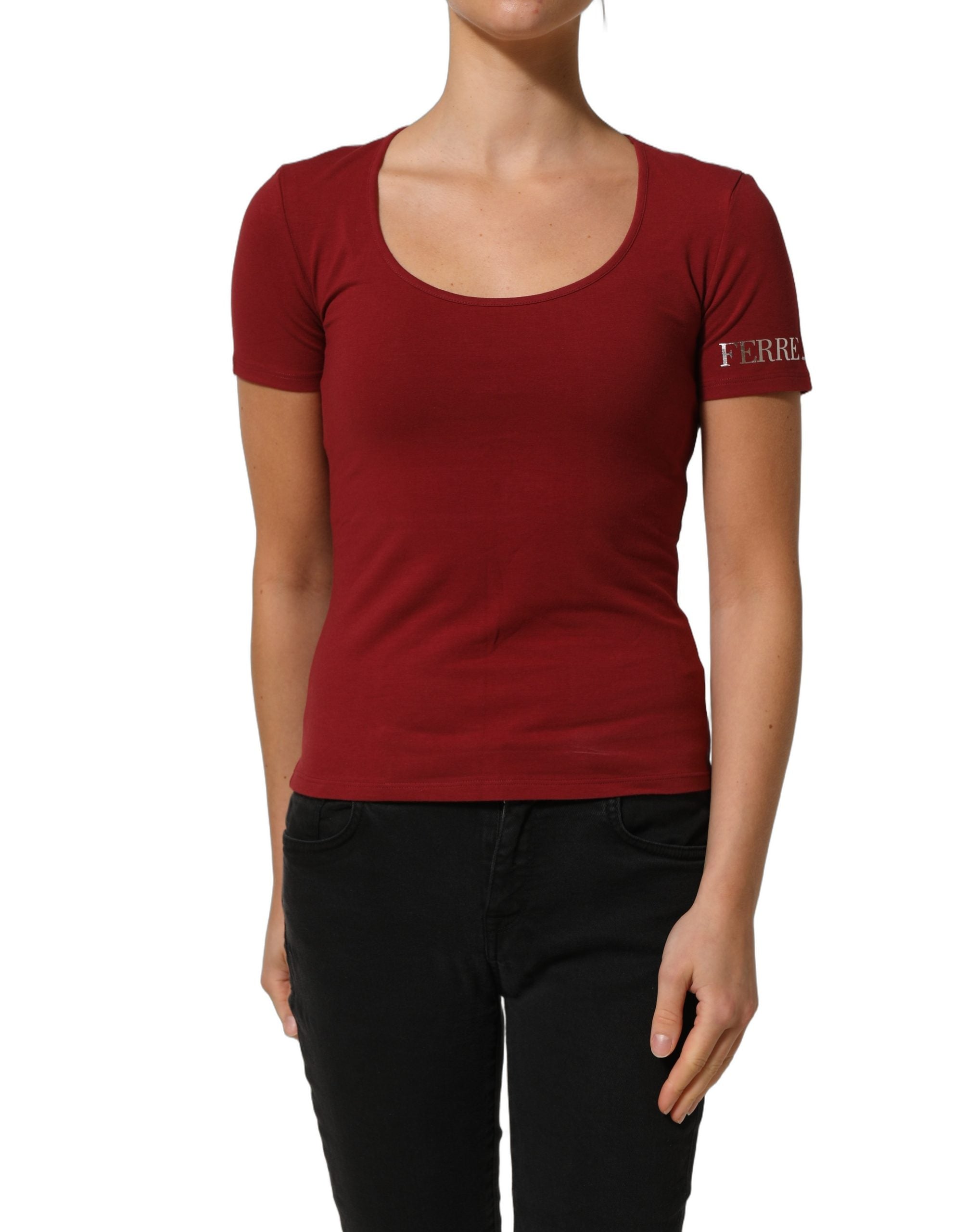 Ferre Black Wool Knit Deep V-Neck Long Sleeves Women's Top (Pre-Owned)