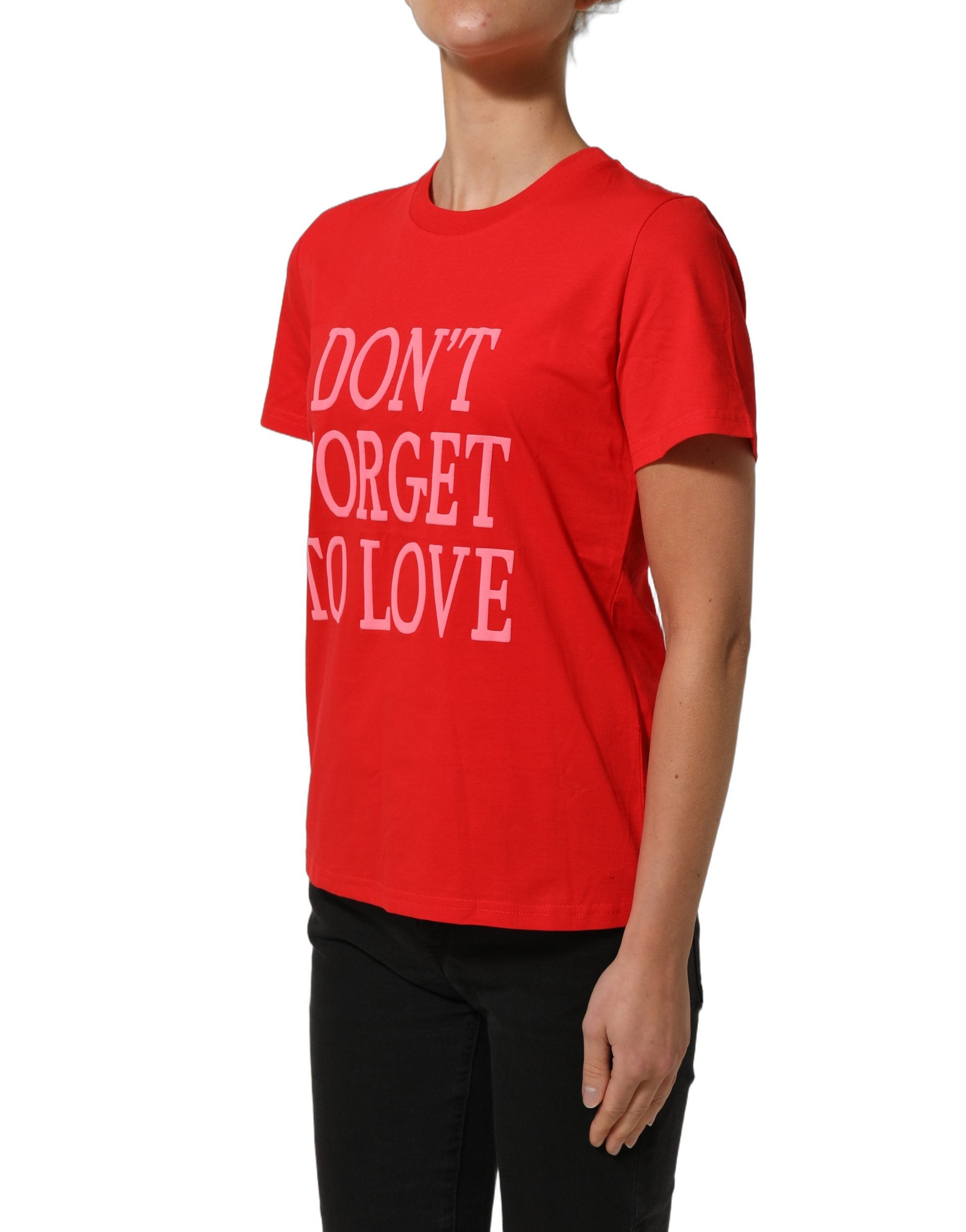 Dolce & Gabbana Red Graphic Cotton Jersey Crew Neck Women's T-shirt (Pre-Owned)
