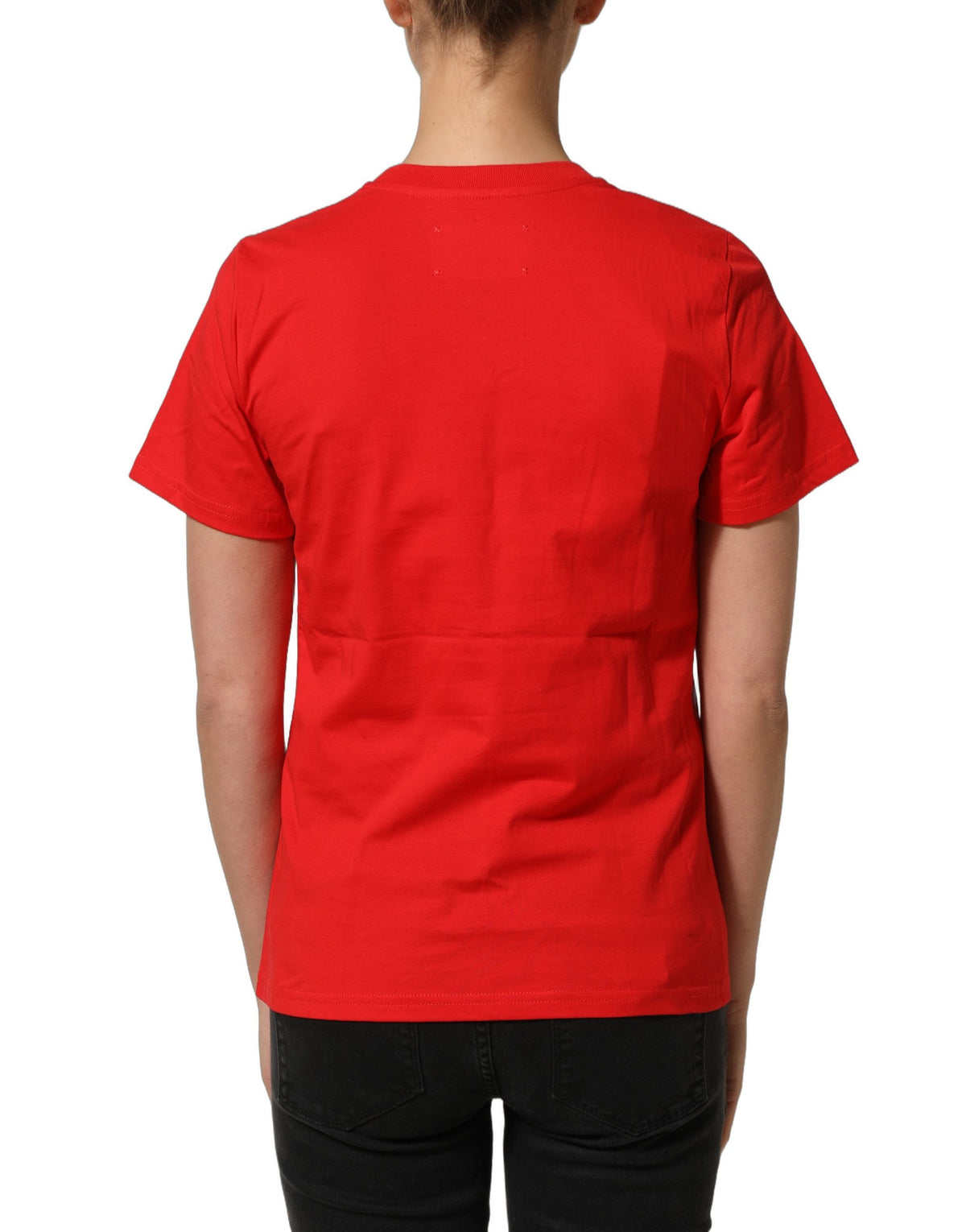 Dolce & Gabbana Red Graphic Cotton Jersey Crew Neck Women's T-shirt (Pre-Owned)