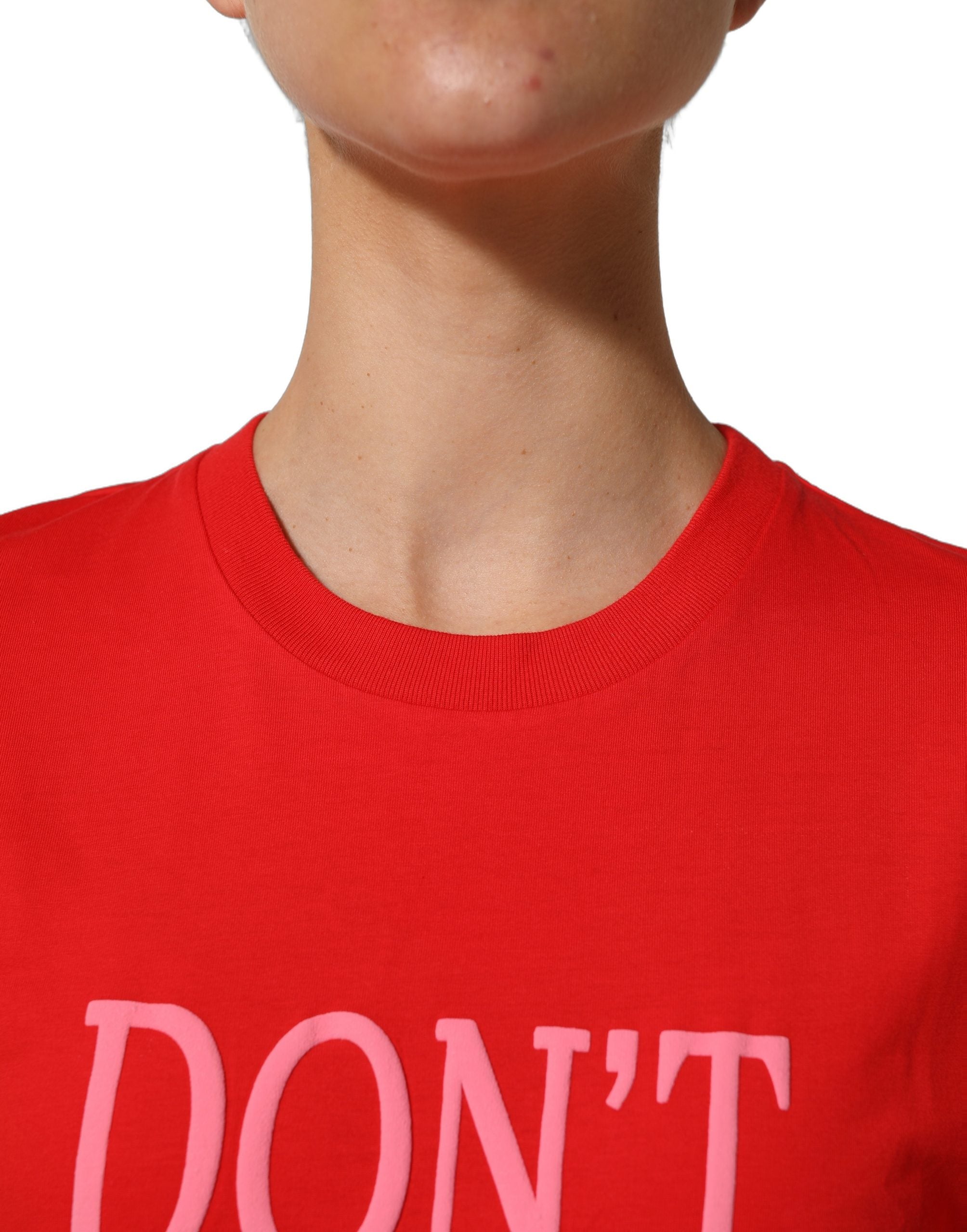 Dolce & Gabbana Red Graphic Cotton Jersey Crew Neck Women's T-shirt (Pre-Owned)