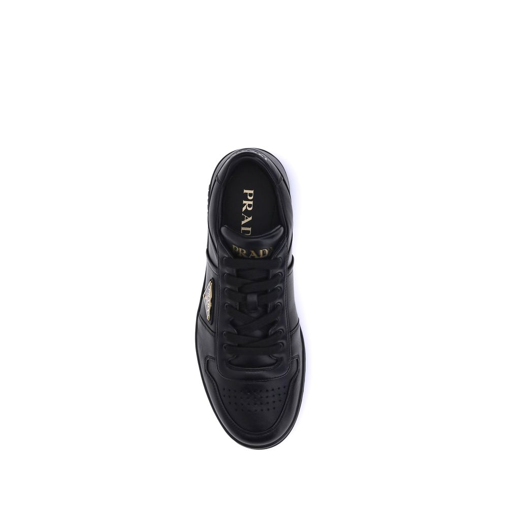 Prada Black Calf Leather Bos Taurus Low Top Men's Sneakers