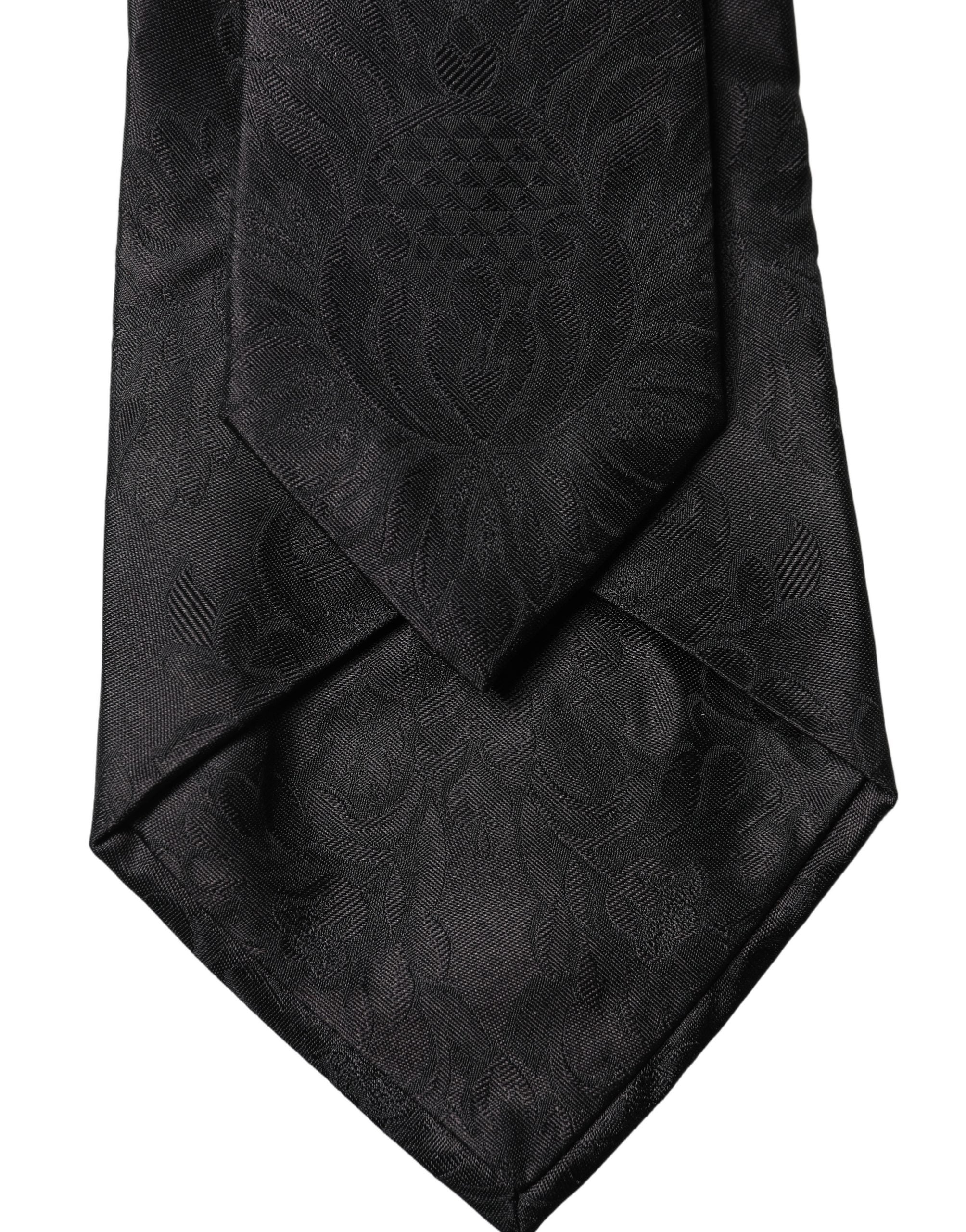 Dolce & Gabbana Black Paisley Woven Silk Adjustable Women NeckWomen's Women's Tie