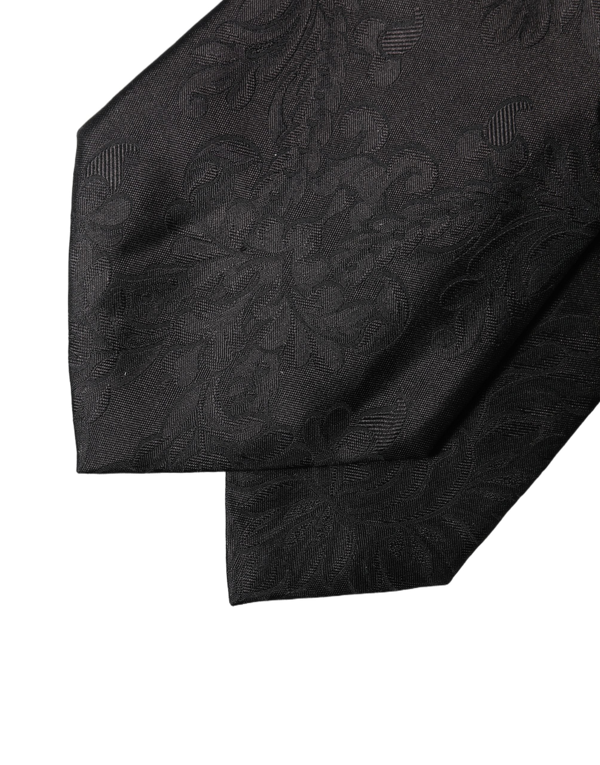 Dolce & Gabbana Black Paisley Woven Silk Adjustable Women NeckWomen's Women's Tie
