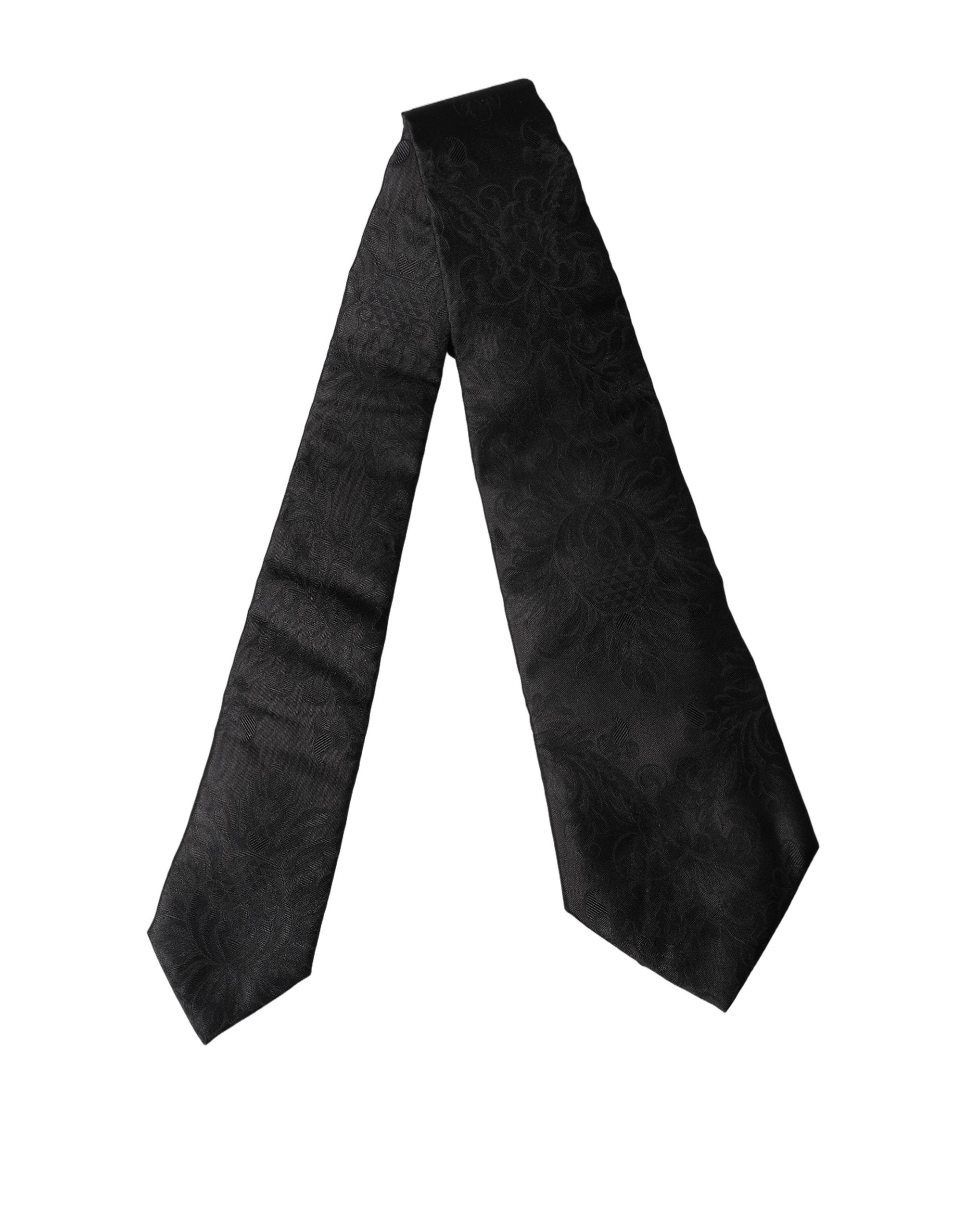 Dolce & Gabbana Black Paisley Woven Silk Adjustable Women NeckWomen's Women's Tie