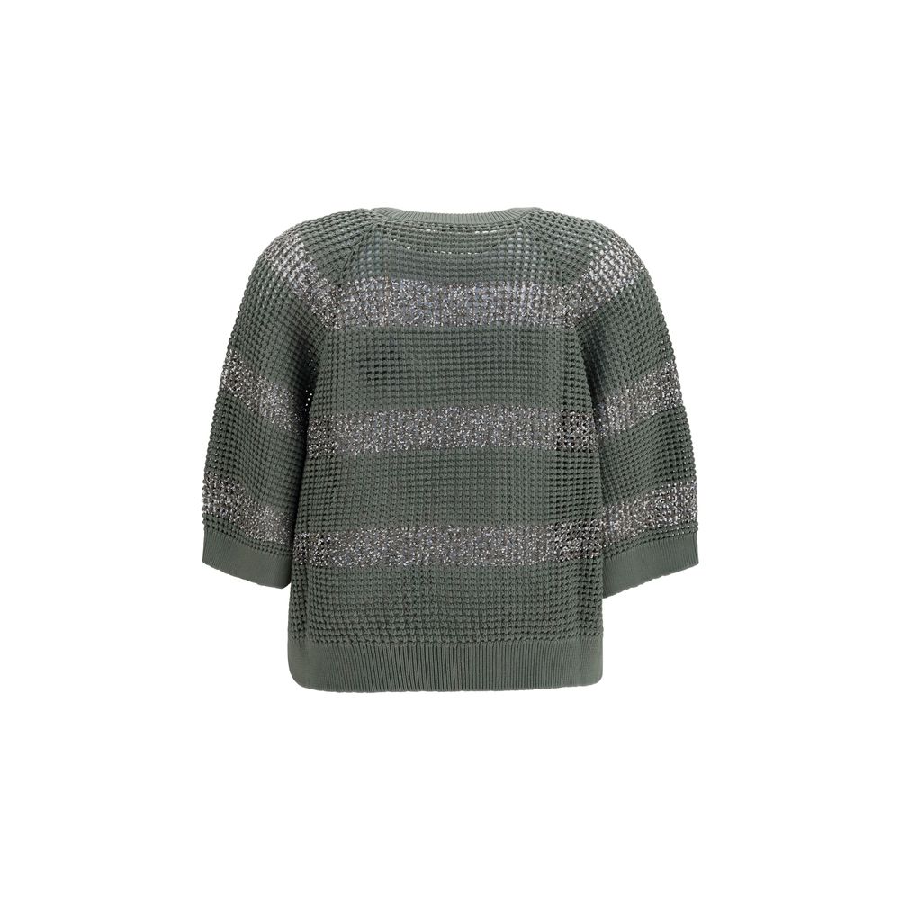Brunello Cucinelli Bicolor Cotton Women's Sweatshirt