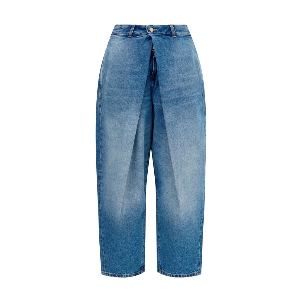 Balmain Blue Cotton Relaxed Fit Women's Jeans
