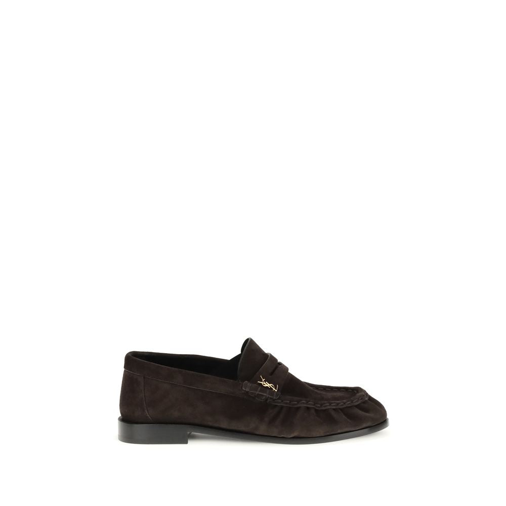 Saint Laurent Brown Calf Leather Bos Taurus Slip-On Women's Loafers