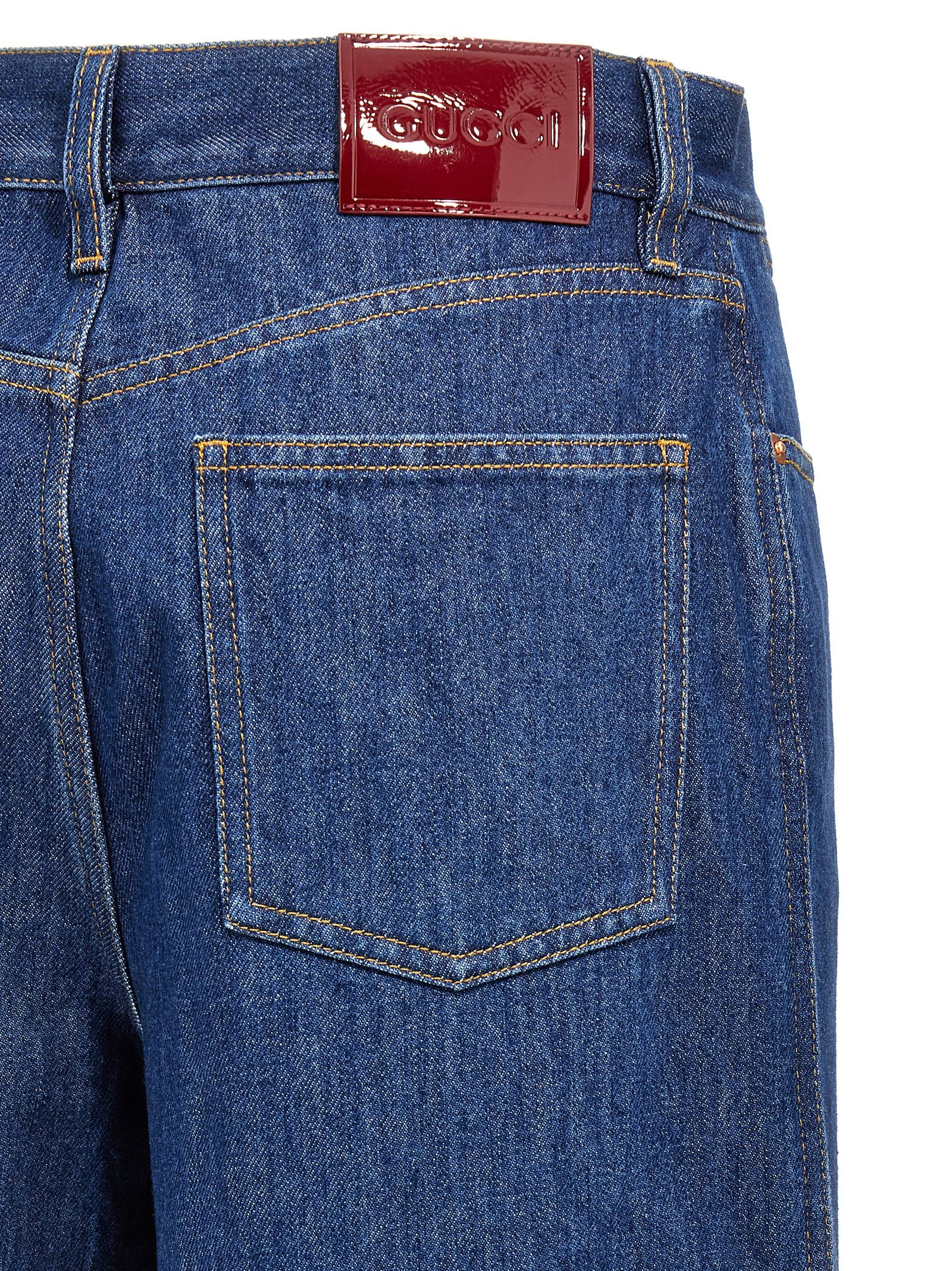 Gucci Blue Cotton Relaxed Fit Women's Jeans