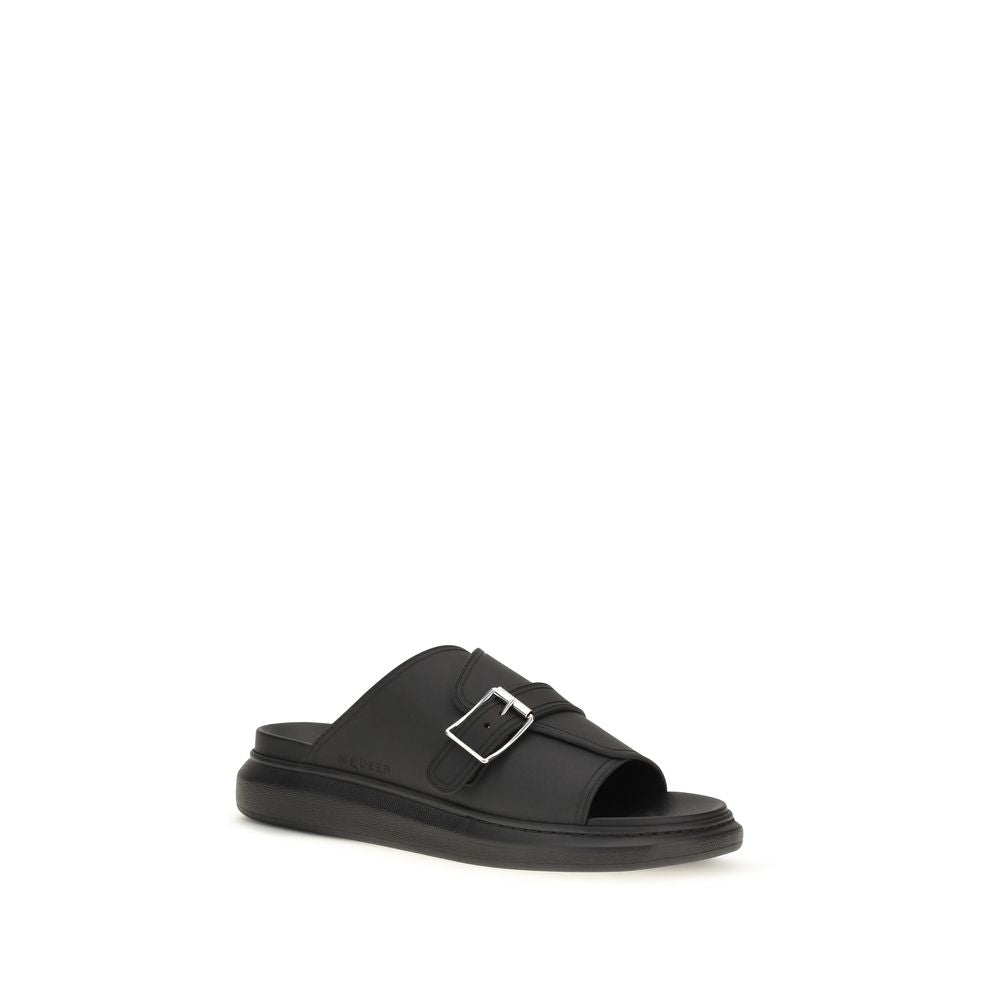 Alexander McQueen Black Calf Leather Bos Taurus Platform Men's Sandals