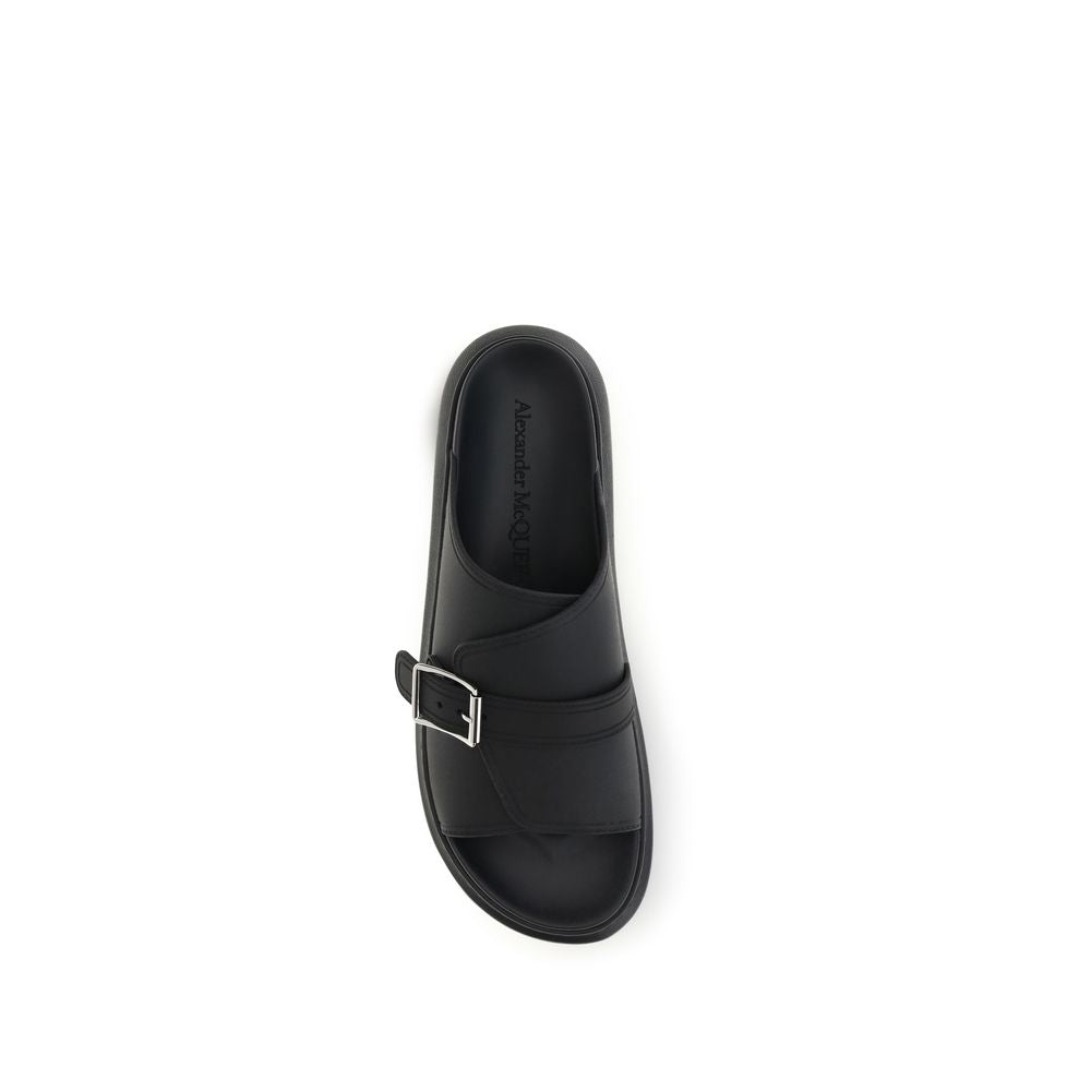 Alexander McQueen Black Calf Leather Bos Taurus Platform Men's Sandals