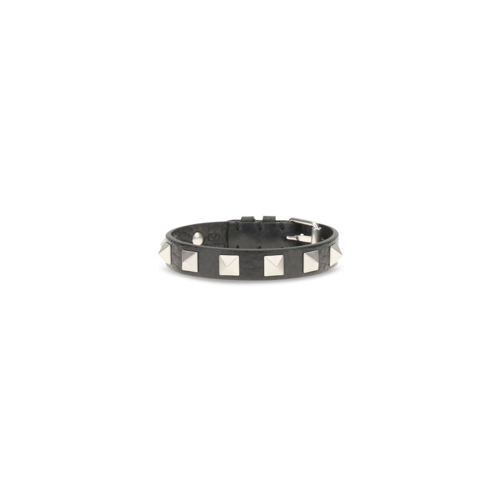 Valentino Garavani Black Calf Leather Bos Taurus Men's Bracelet