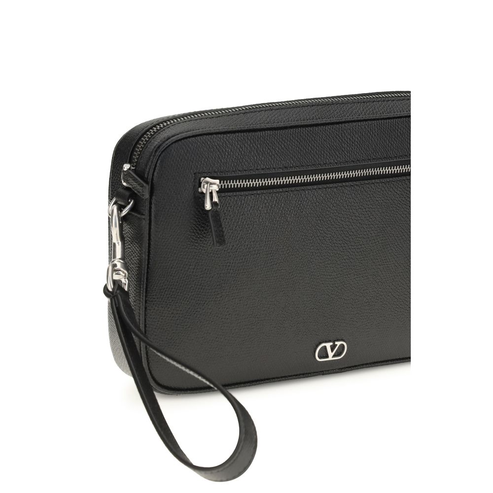 Valentino Garavani Black Calf Leather Bos Taurus Men's Wallet