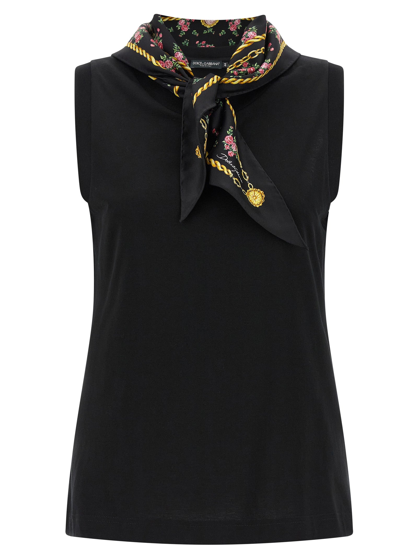 Dolce & Gabbana Black Cotton Sleeveles Women's T-Shirt
