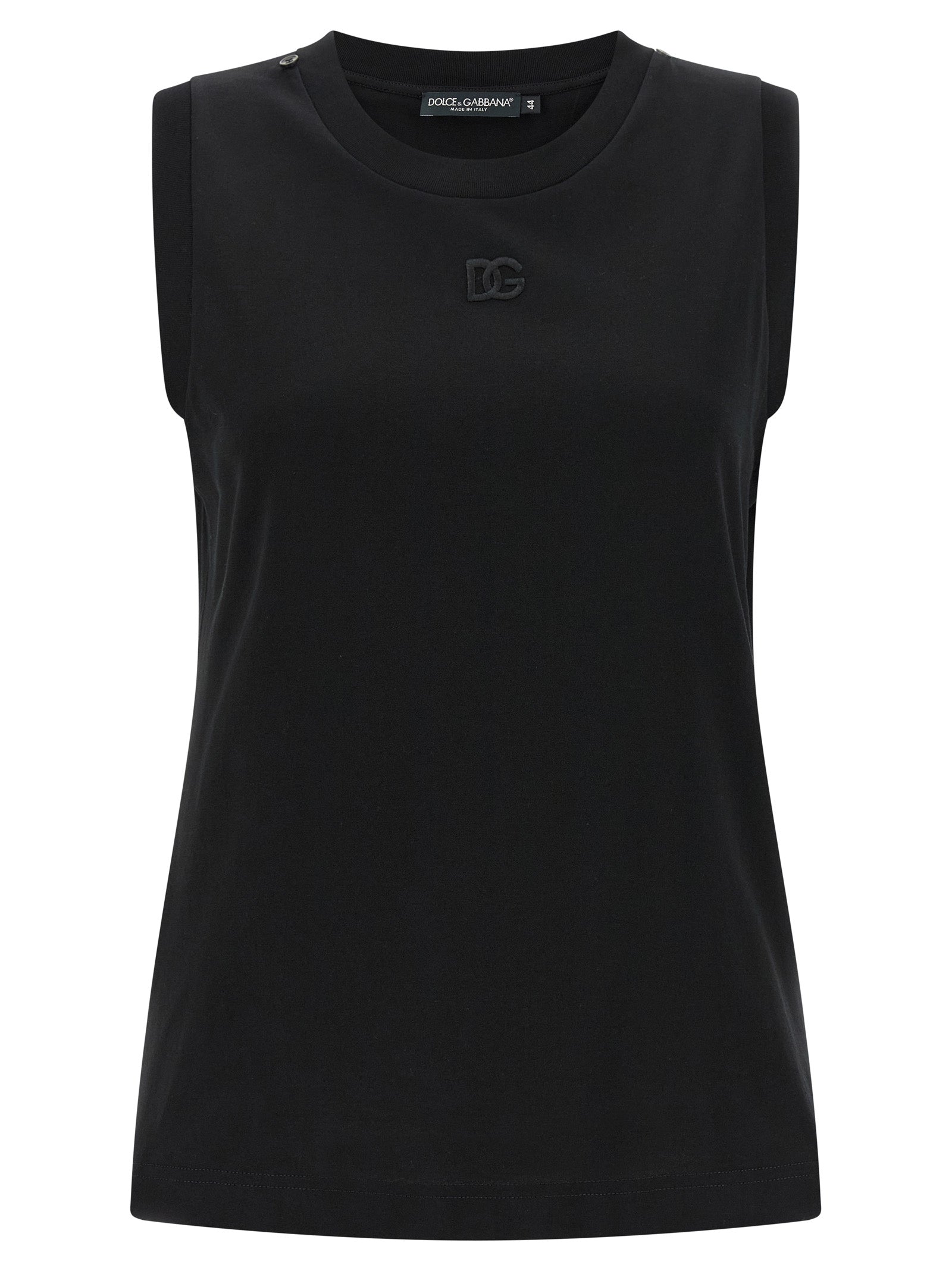 Dolce & Gabbana Black Cotton Sleeveles Women's T-Shirt