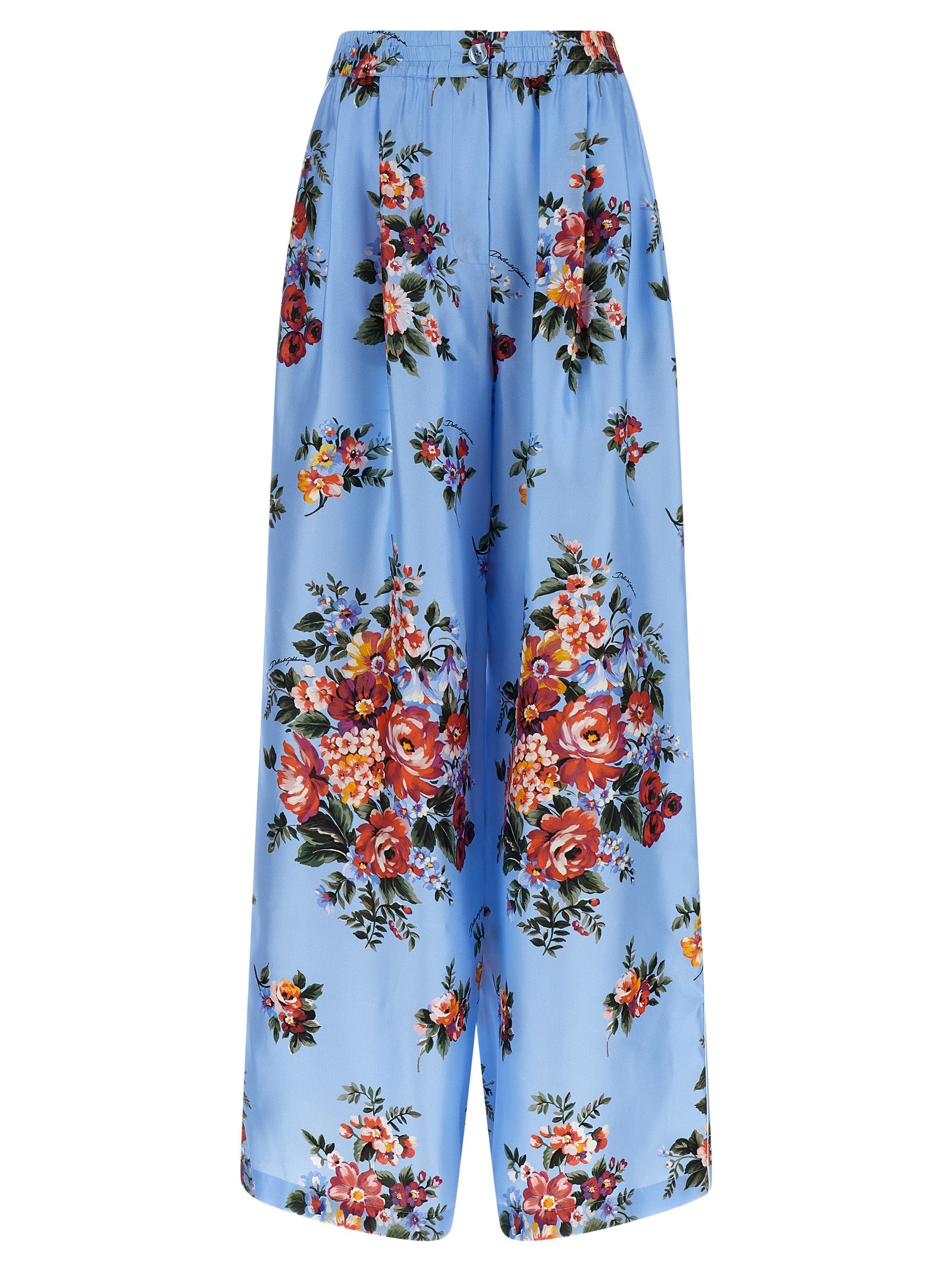 Dolce & Gabbana Blue Silk Casual Women's Pants