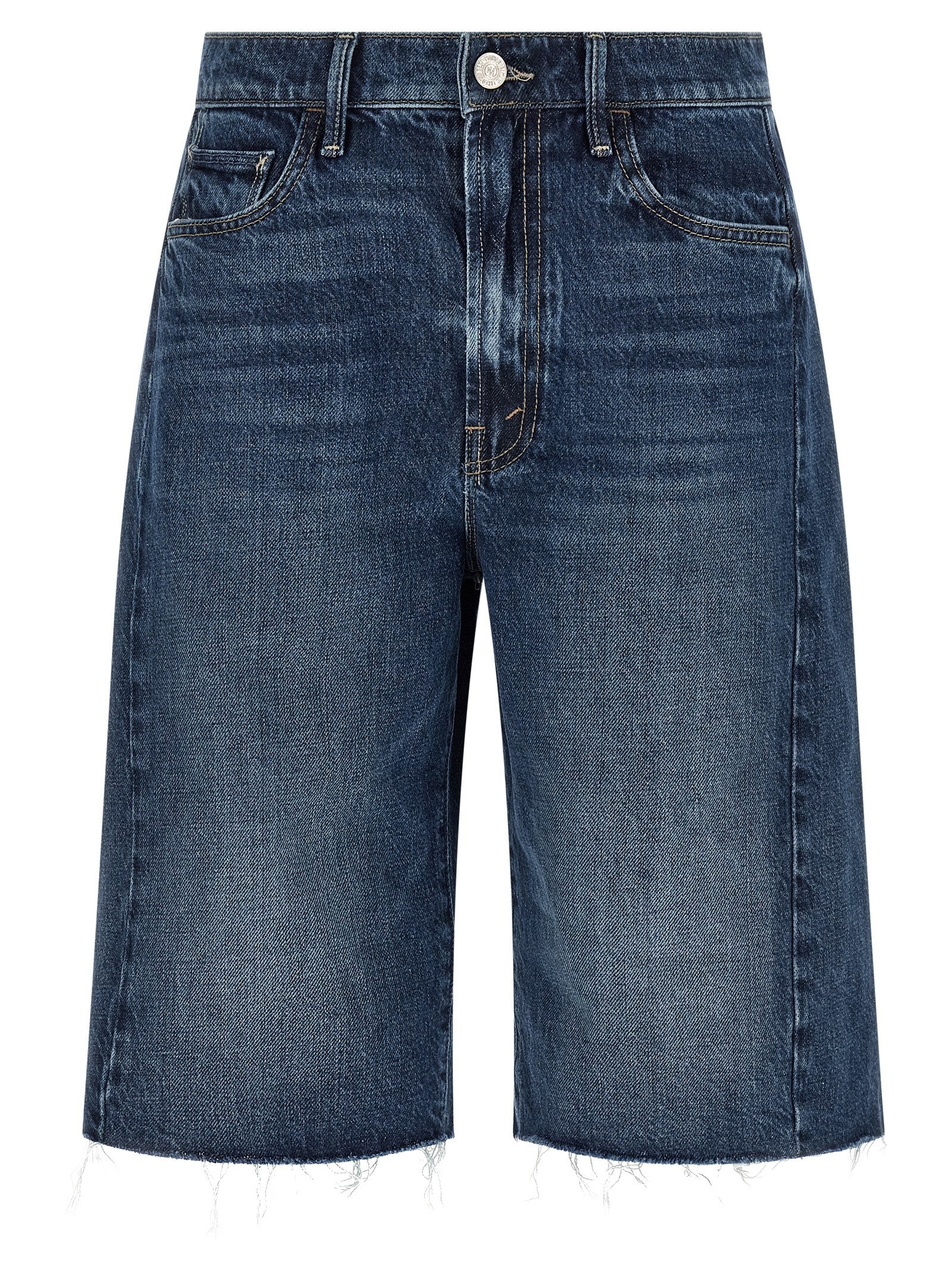Mother Denim Blue Cotton Bermuda Women's Shorts
