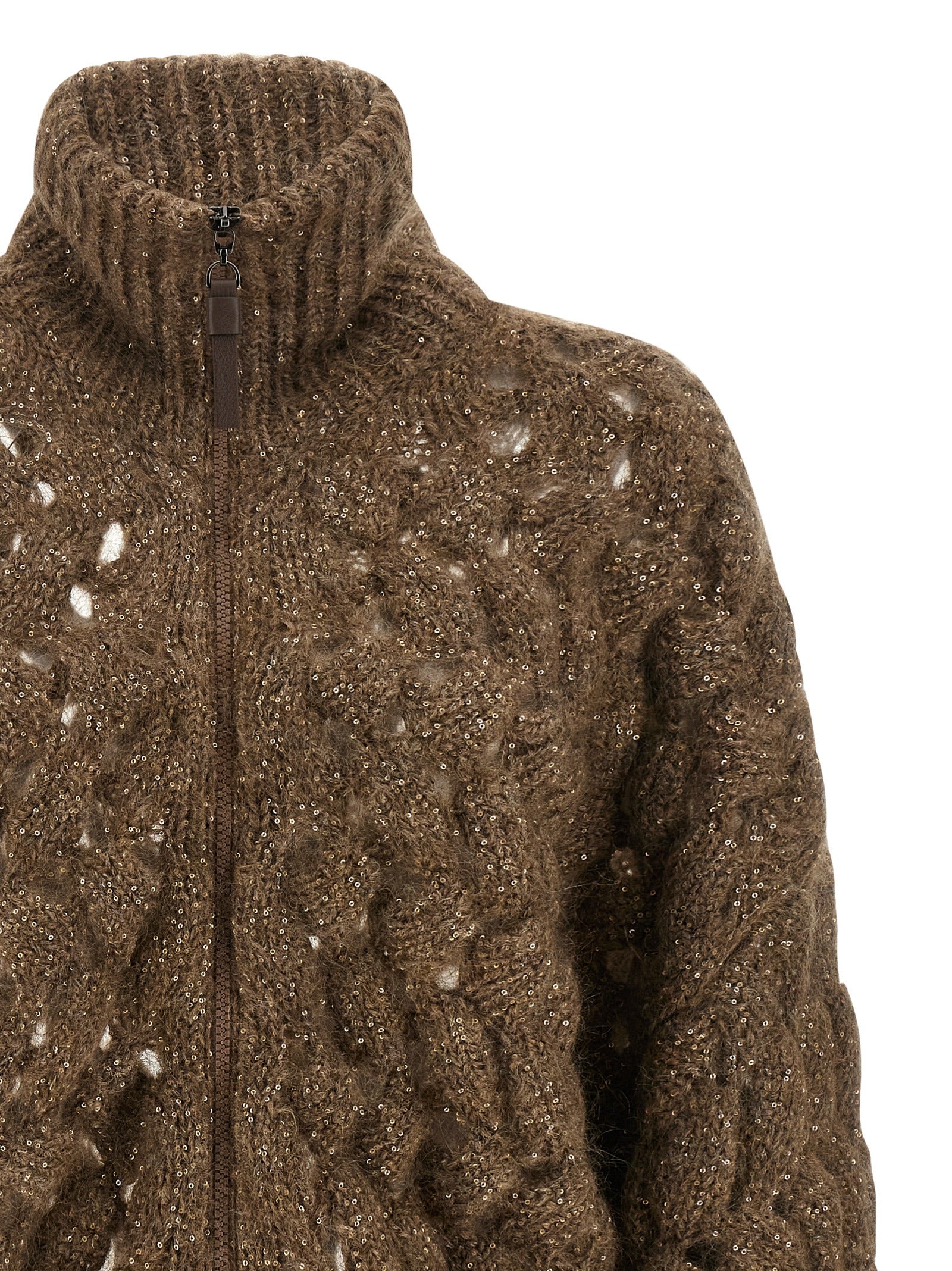 Brunello Cucinelli Brown Wool Women's Cardigan