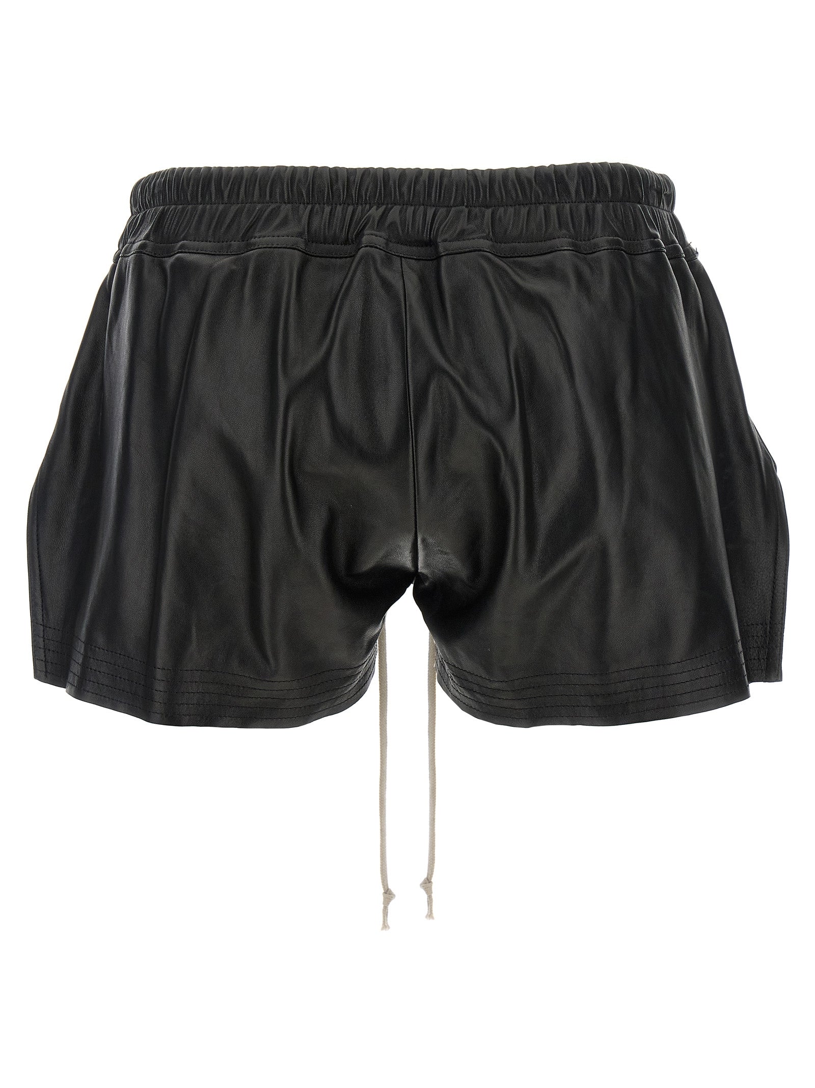 Rick Owens Black Lamb Leather Bermuda Women's Shorts