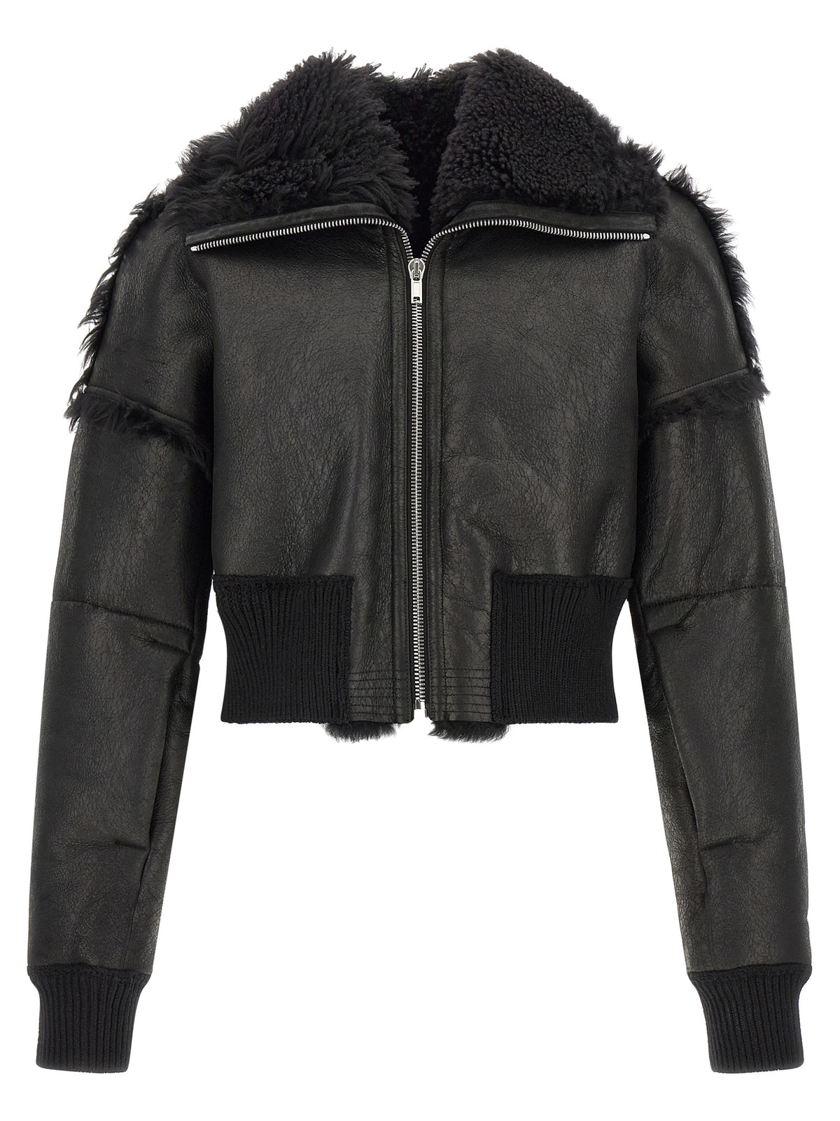 Rick Owens Black Lamb Fur Leather Men's Jacket