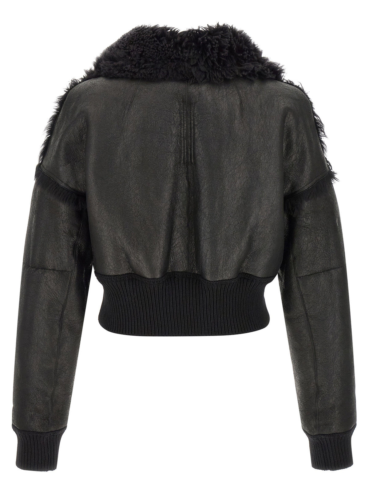 Rick Owens Black Lamb Fur Leather Men's Jacket
