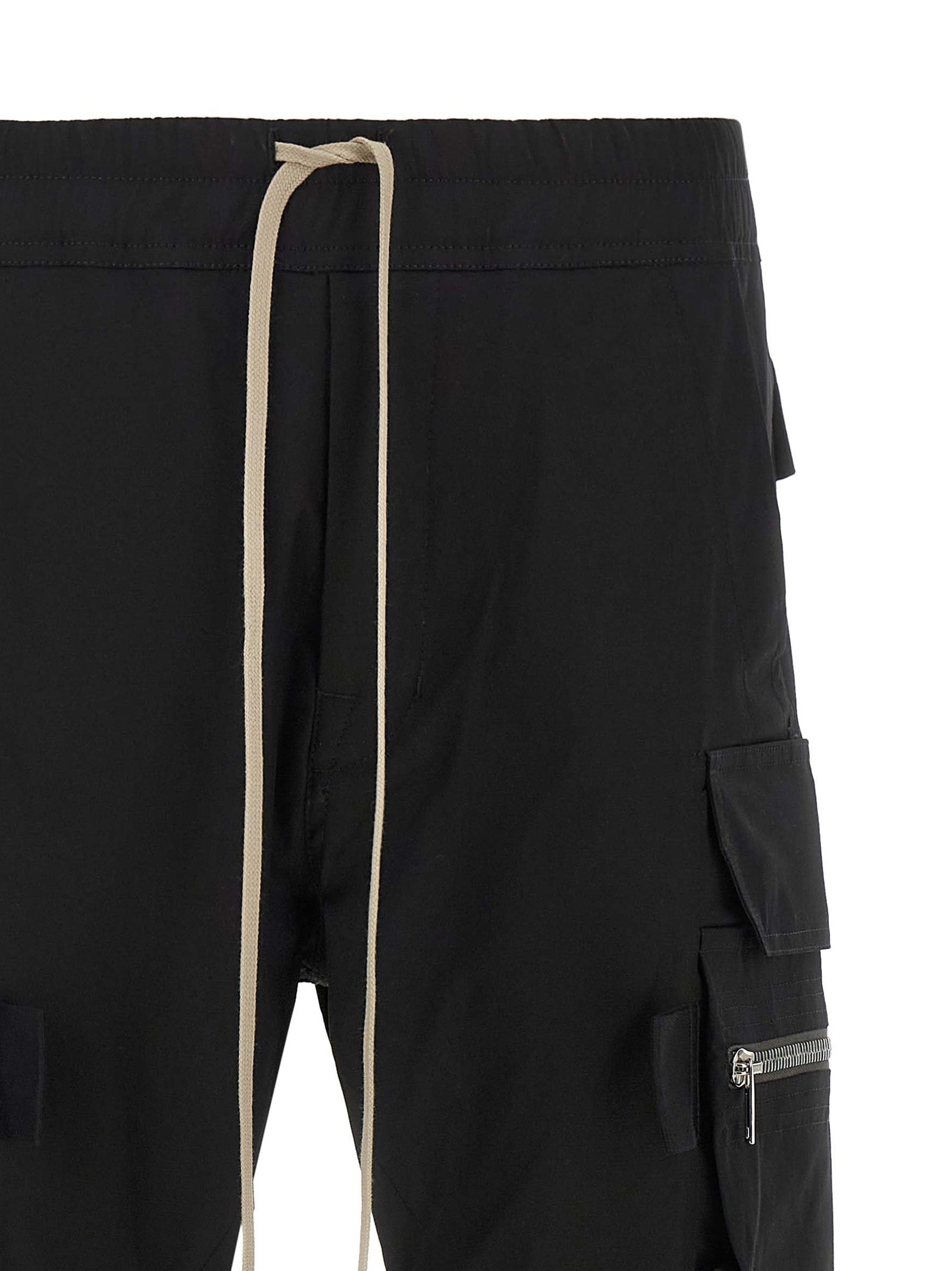 Rick Owens Black Cotton Cargo Men's Pants