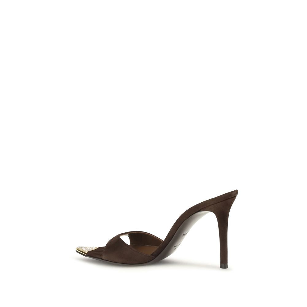 Giuseppe Zanotti Brown Calf Leather Bos Taurus Stiletto Heel Women's Sandals
