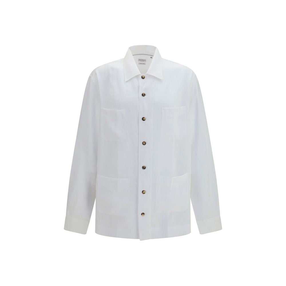 Brunello Cucinelli White Linen Men's Shirt