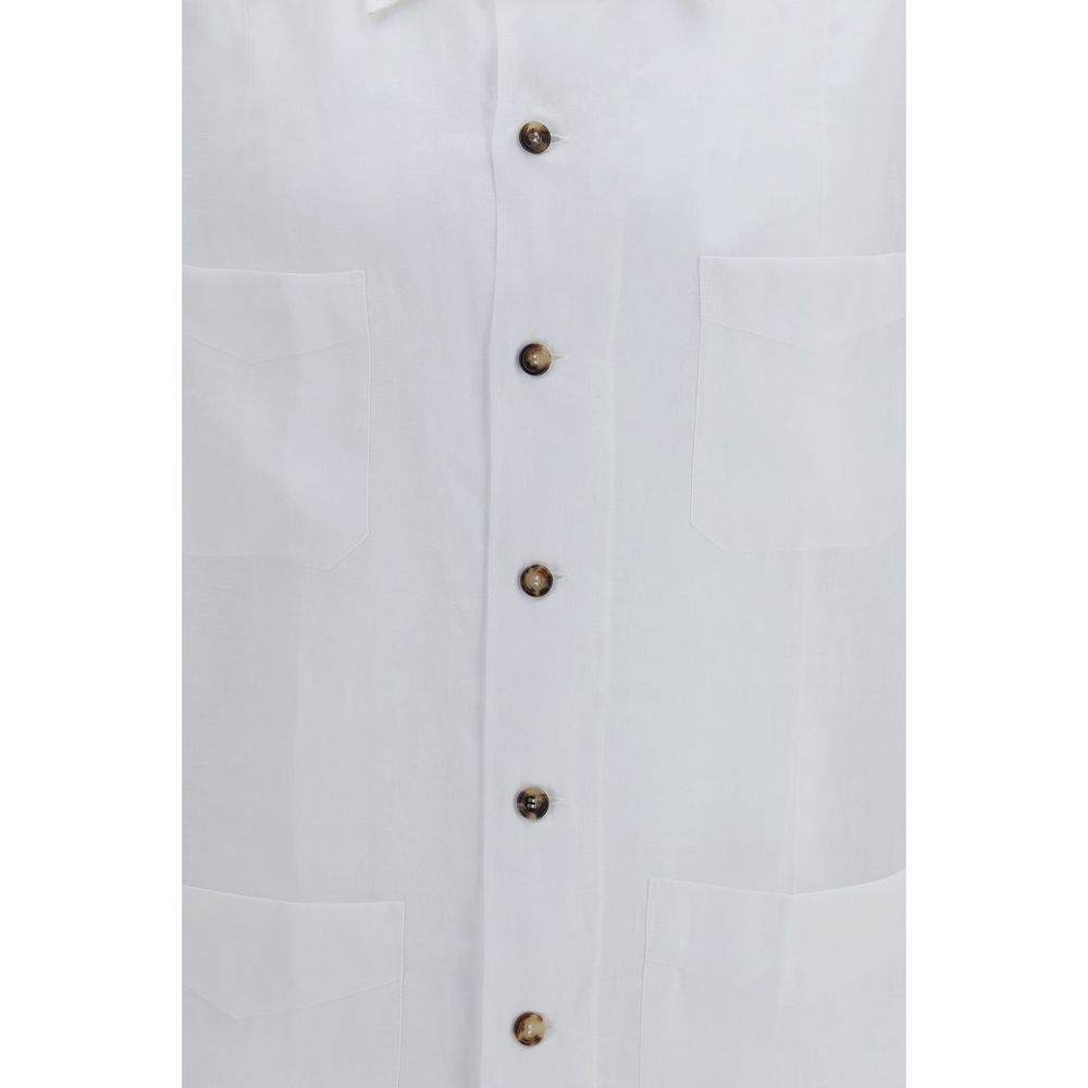 Brunello Cucinelli White Linen Men's Shirt
