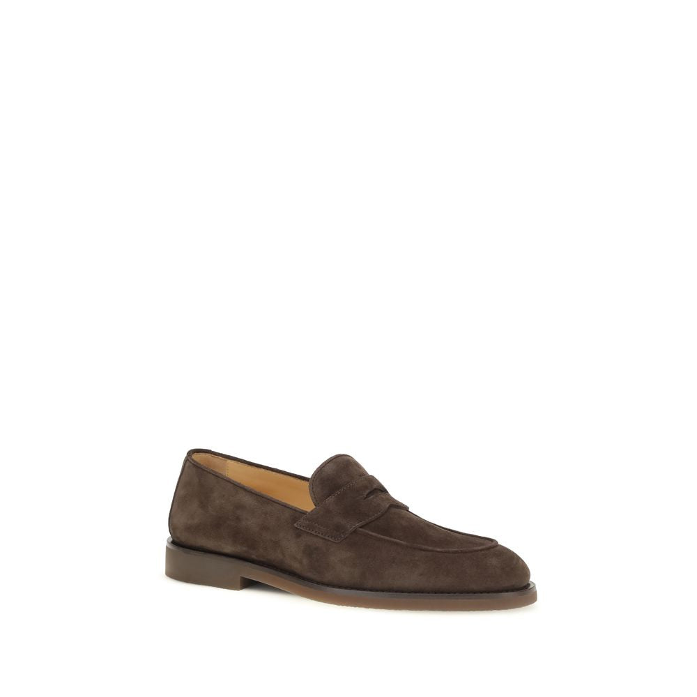 Brunello Cucinelli Brown Calf Leather Bos Taurus Slip-On Men's Loafers