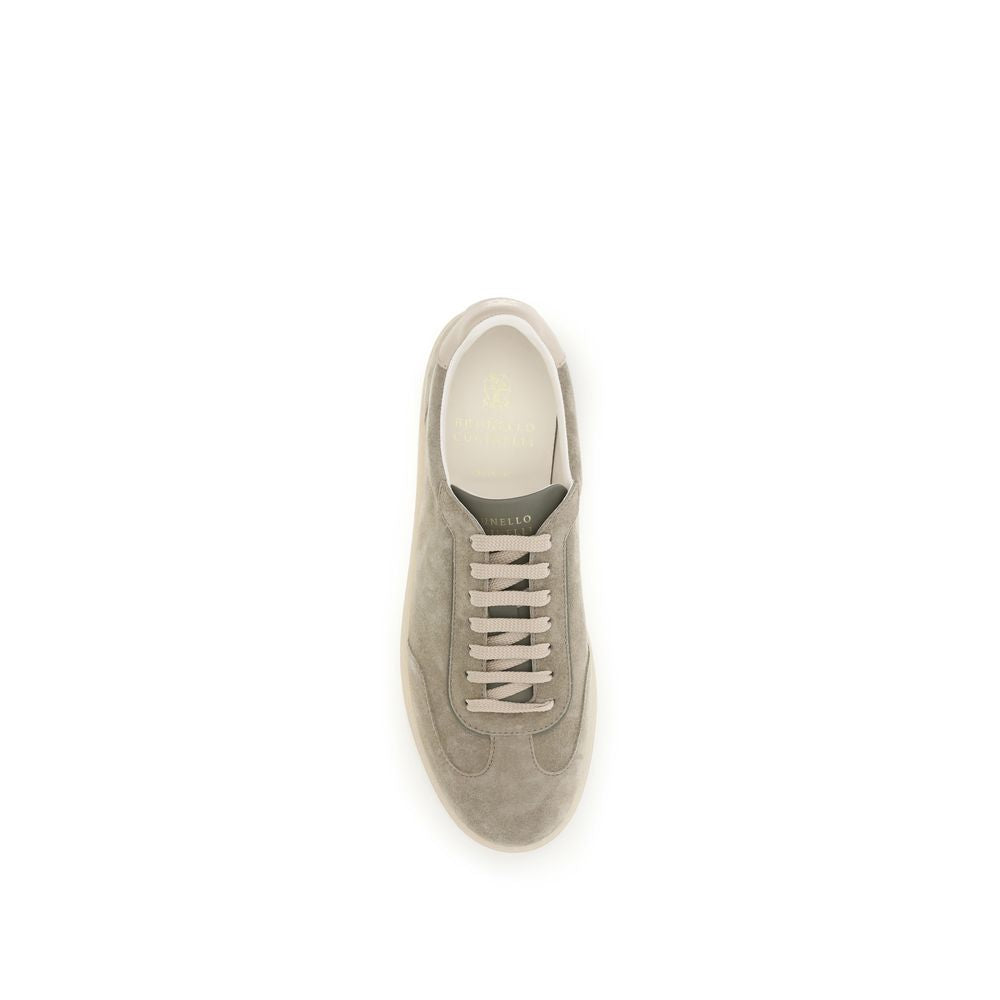 Brunello Cucinelli Beige Calf Leather Bos Taurus Men's Sneakers