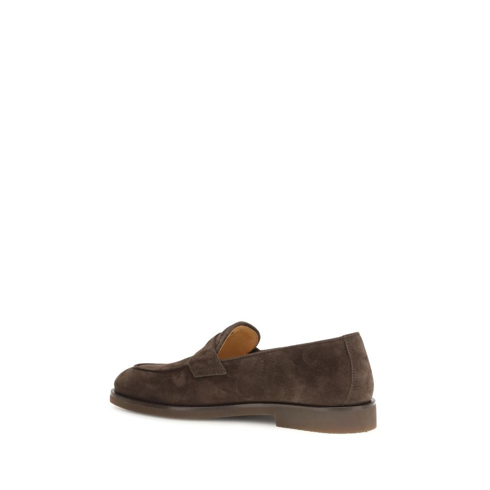 Brunello Cucinelli Brown Calf Leather Bos Taurus Slip-On Men's Loafers